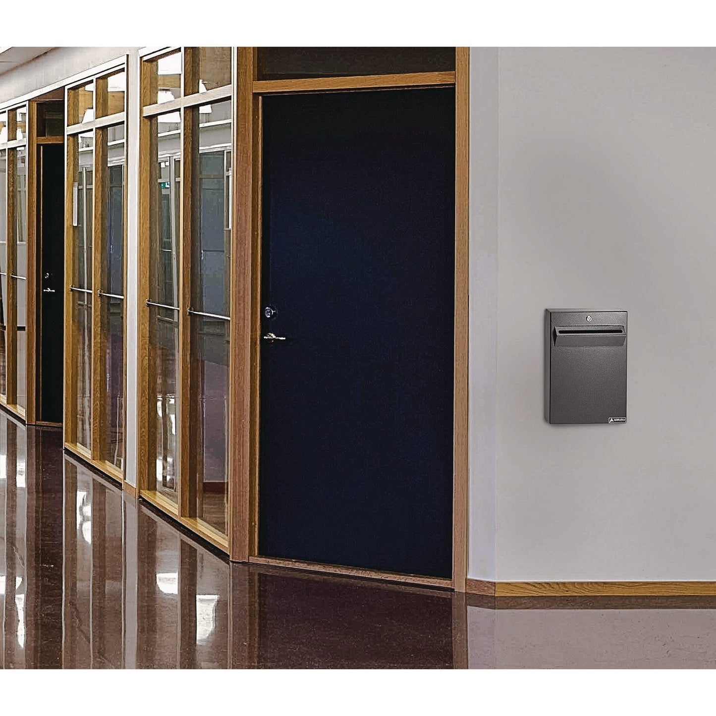 AdirOffice Large Wall Mounted Weatherproof Steel Secure Drop Box, 11 x 2.4 x 16, Black