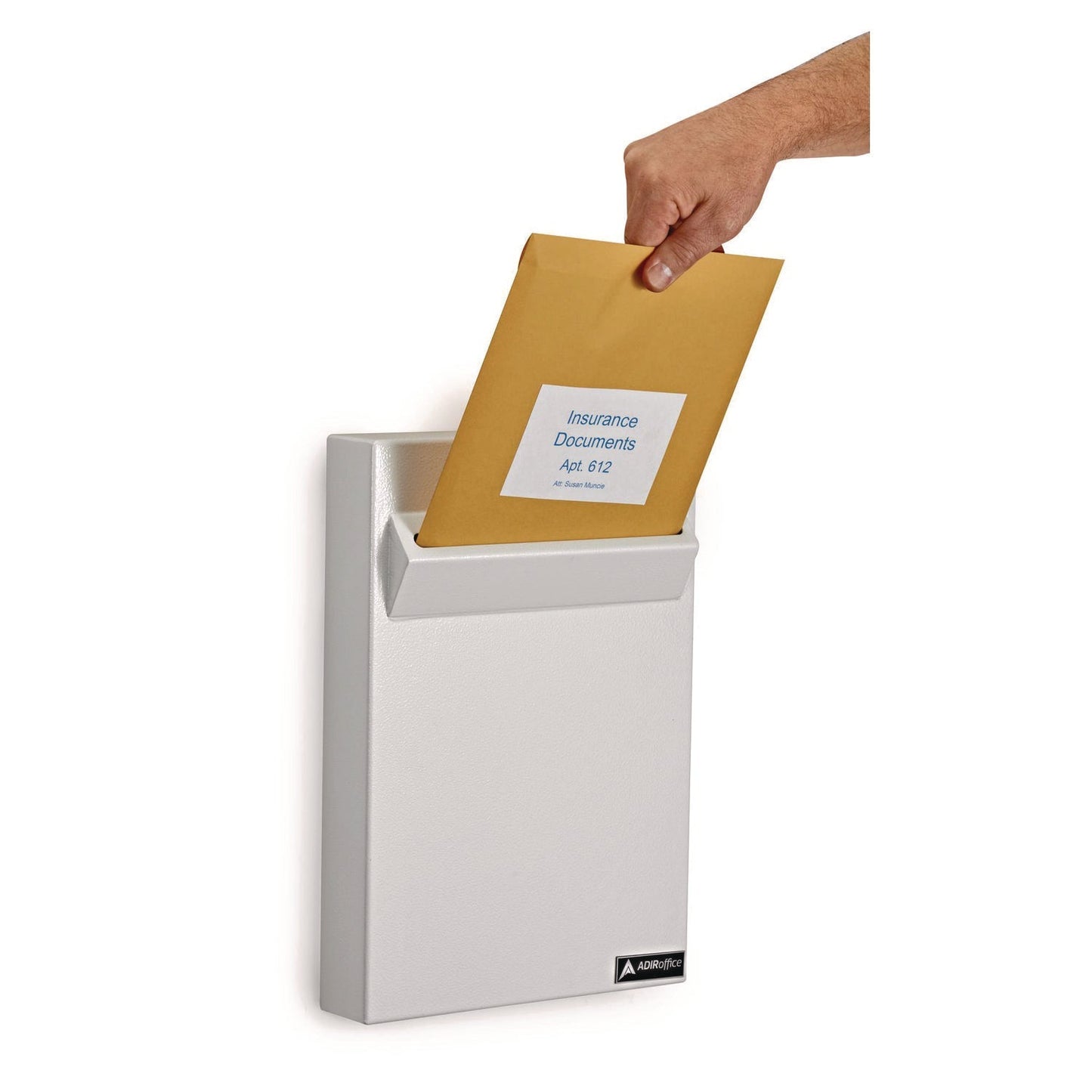 AdirOffice Large Wall Mounted Weatherproof Steel Secure Drop Box, 11 x 2.4 x 16, White