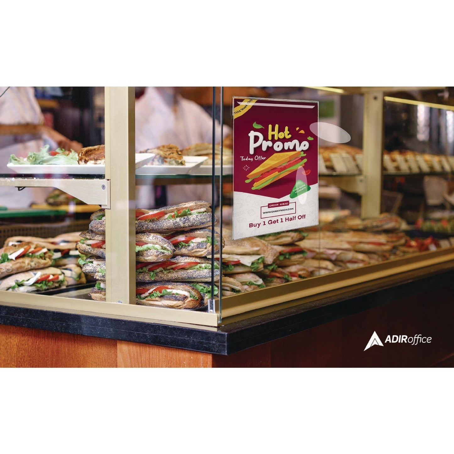 AdirOffice Wall Mount Side-Loading Acrylic Sign Holders, 8 x 11, Clear Frame, 12/Pack