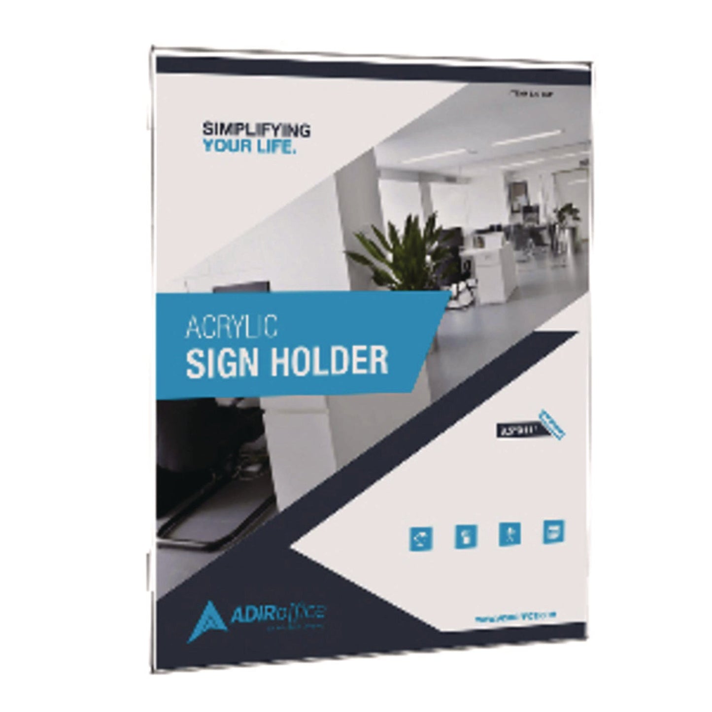 AdirOffice Wall Mount Side-Loading Acrylic Sign Holders, 8 x 11, Clear Frame, 12/Pack