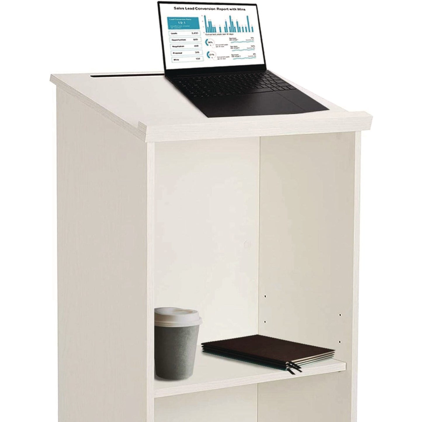 AdirOffice Wood Stand-up Podium Lectern Speaker Stand, 23 x 15 x 45.8, White