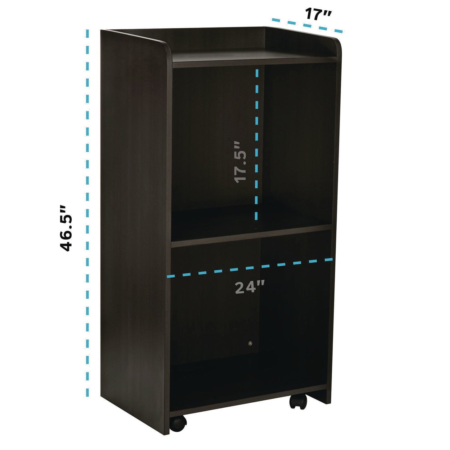 AdirOffice Wood Mobile Presentation Lectern Speaker Stand with Shelves, 22.44 x 16.53 x 45.98, Black