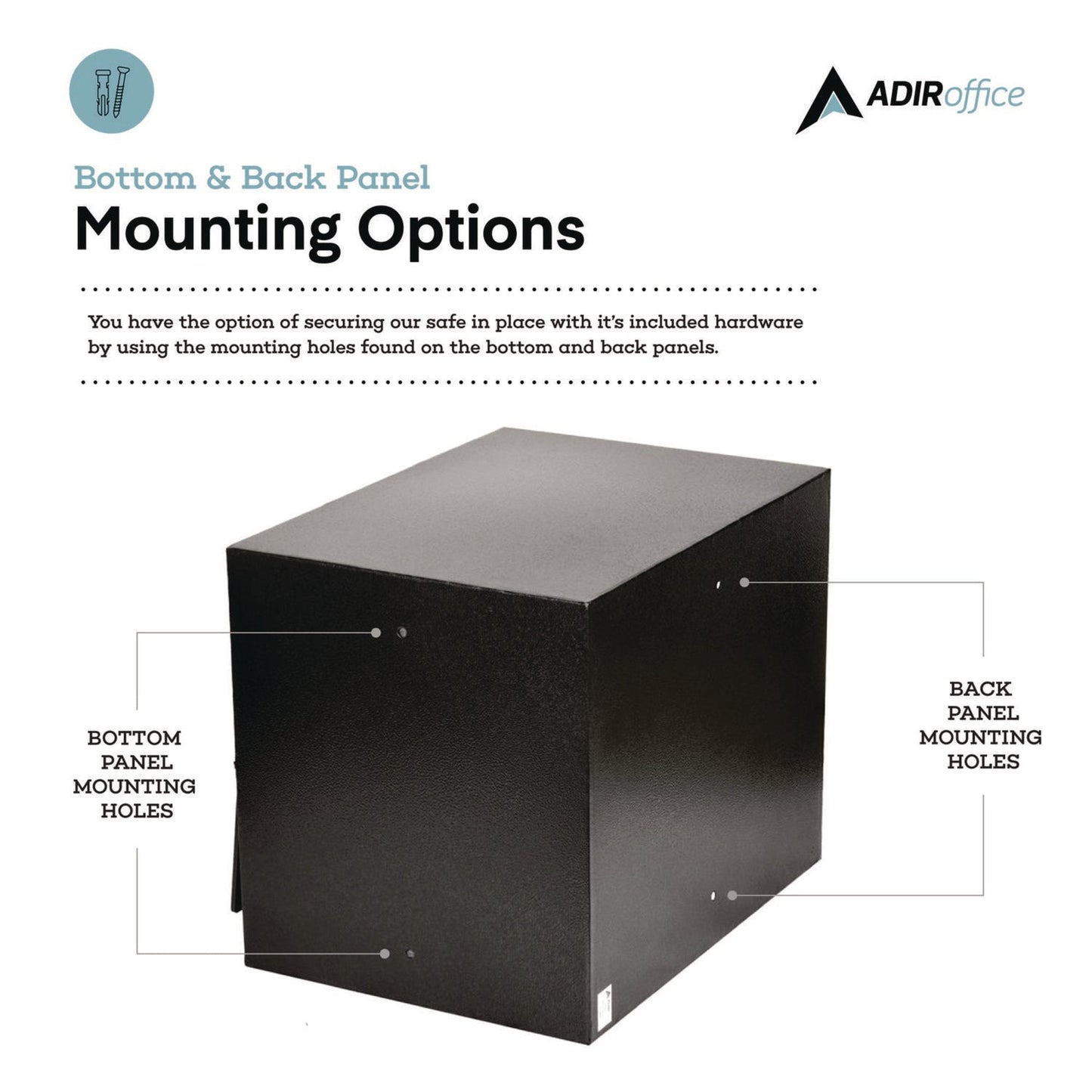 AdirOffice 1.1 cu ft Steel Digital Secure Money Deposit Safe with Digital keypad, 15.3 x 13.5 x 19, Black