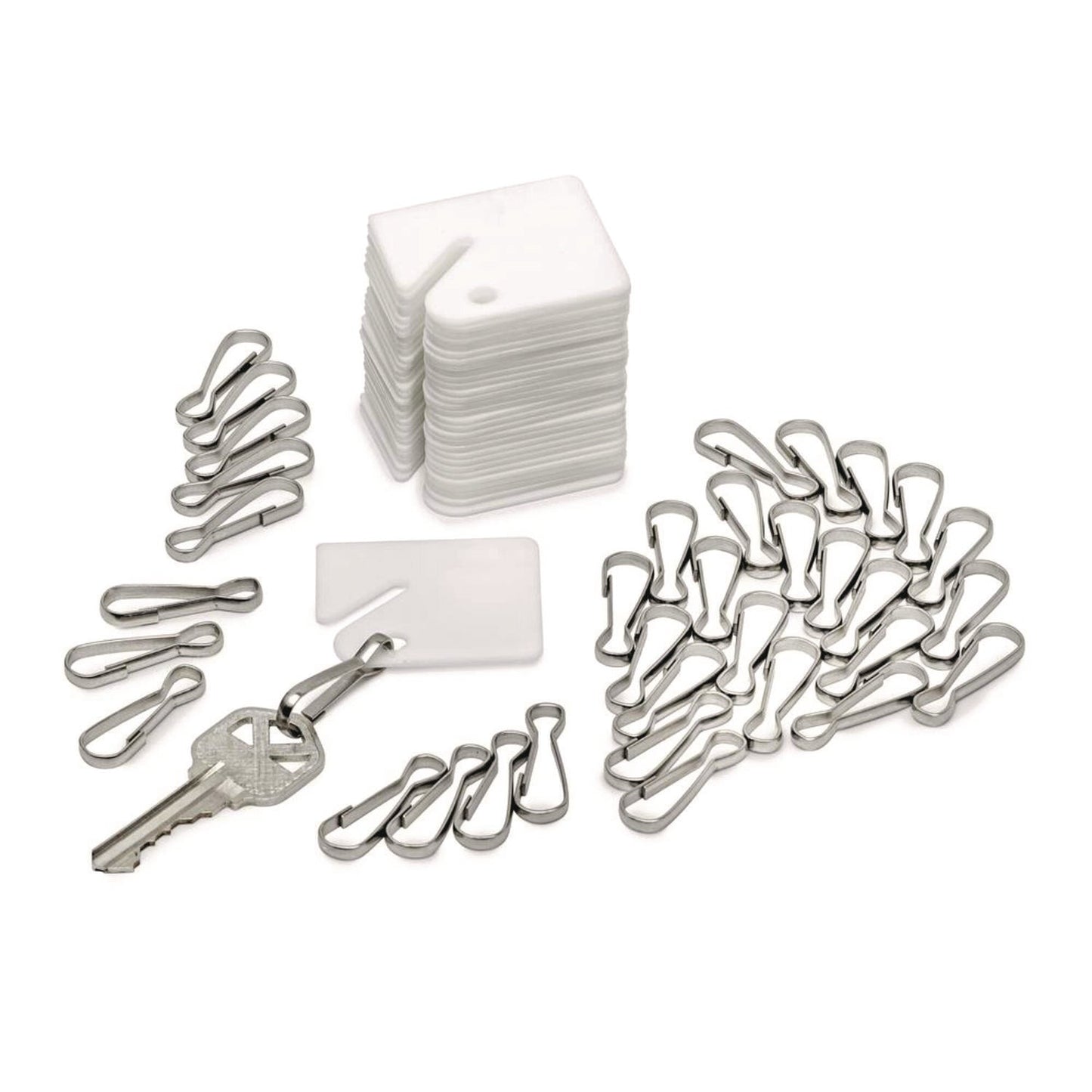 AdirOffice Plastic Identification Key Tags, White, 100/Pack