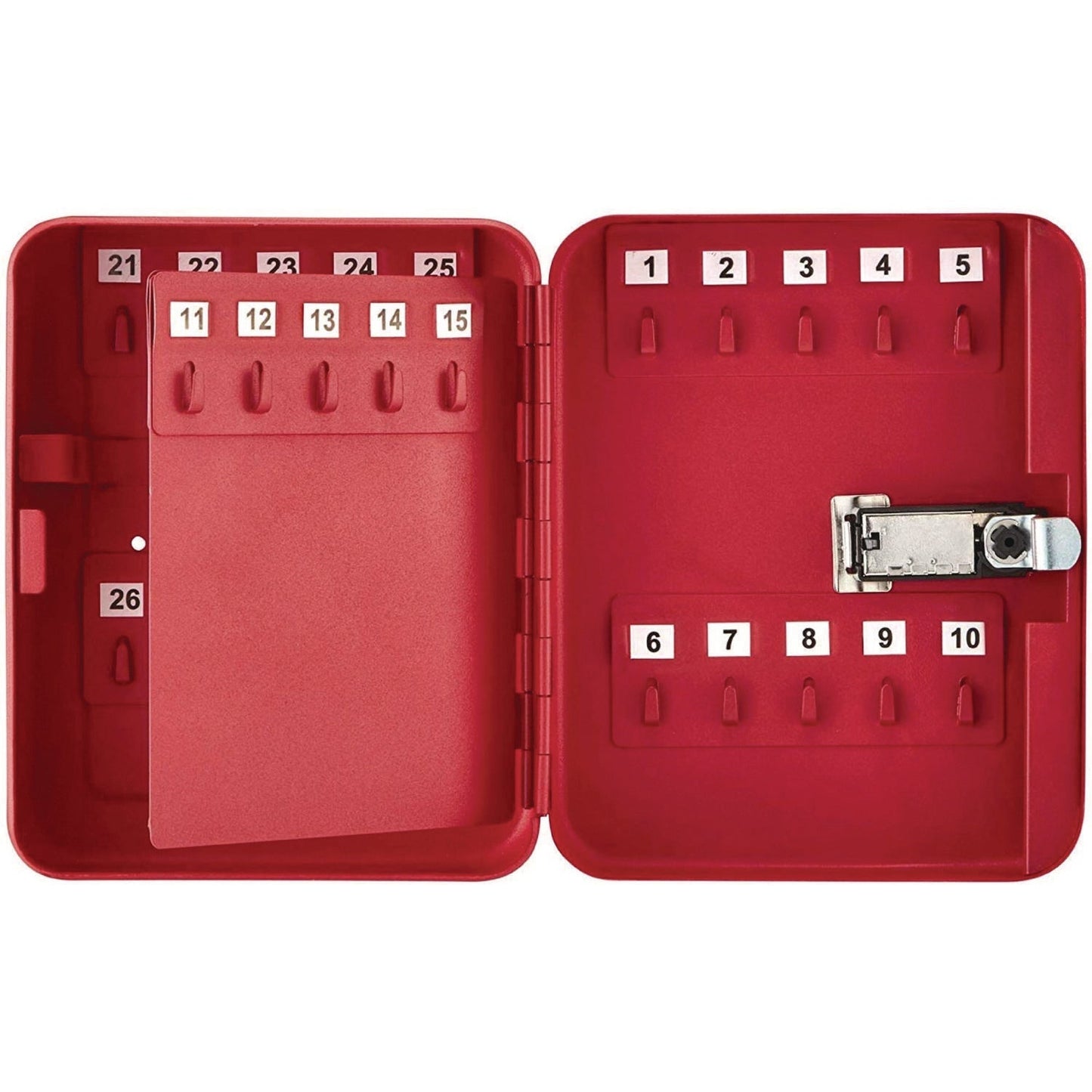 AdirOffice Steel Secure Key Cabinet with Key Lock, 48-Key, 7.1 x 3.1 x 10, Stainless Steel 304, Red