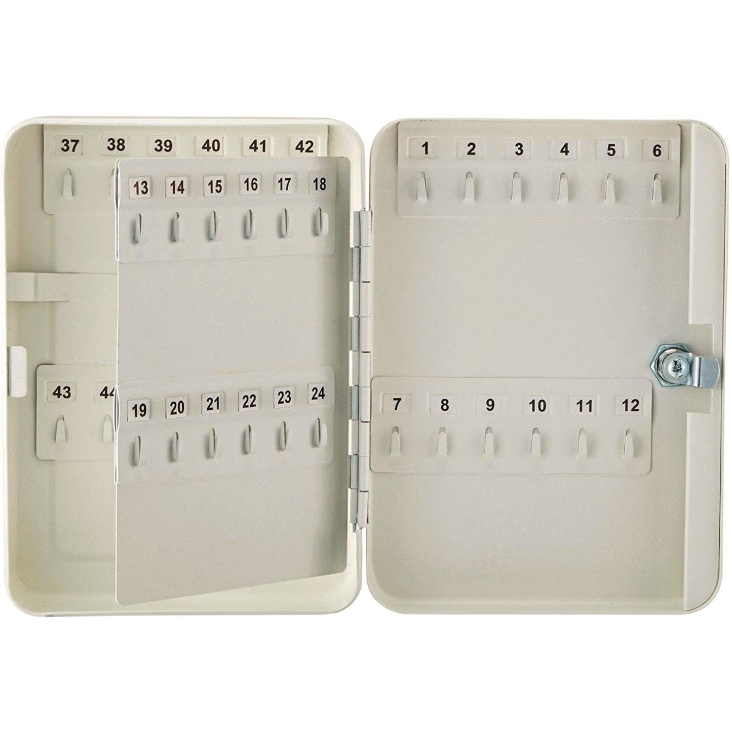 AdirOffice Steel Secure Key Cabinet with Key Lock, 48-Key, 7.1 x 3.1 x 10, Stainless Steel 304, White