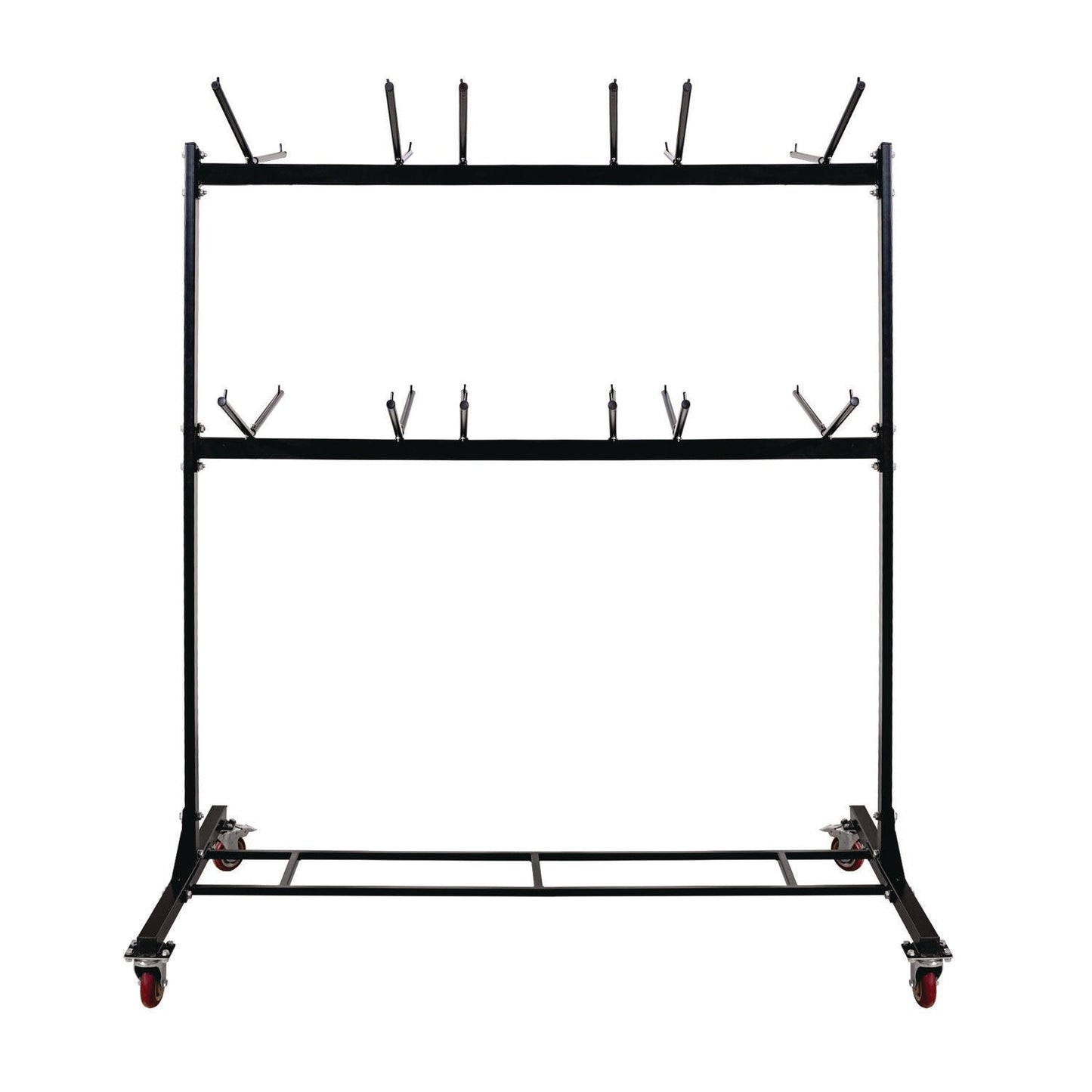 AdirOffice Steel Folding Chair Two-Tier Utility Cart, Metal, 1,000 lb Capacity, 33 x 65 x 68.5, Black