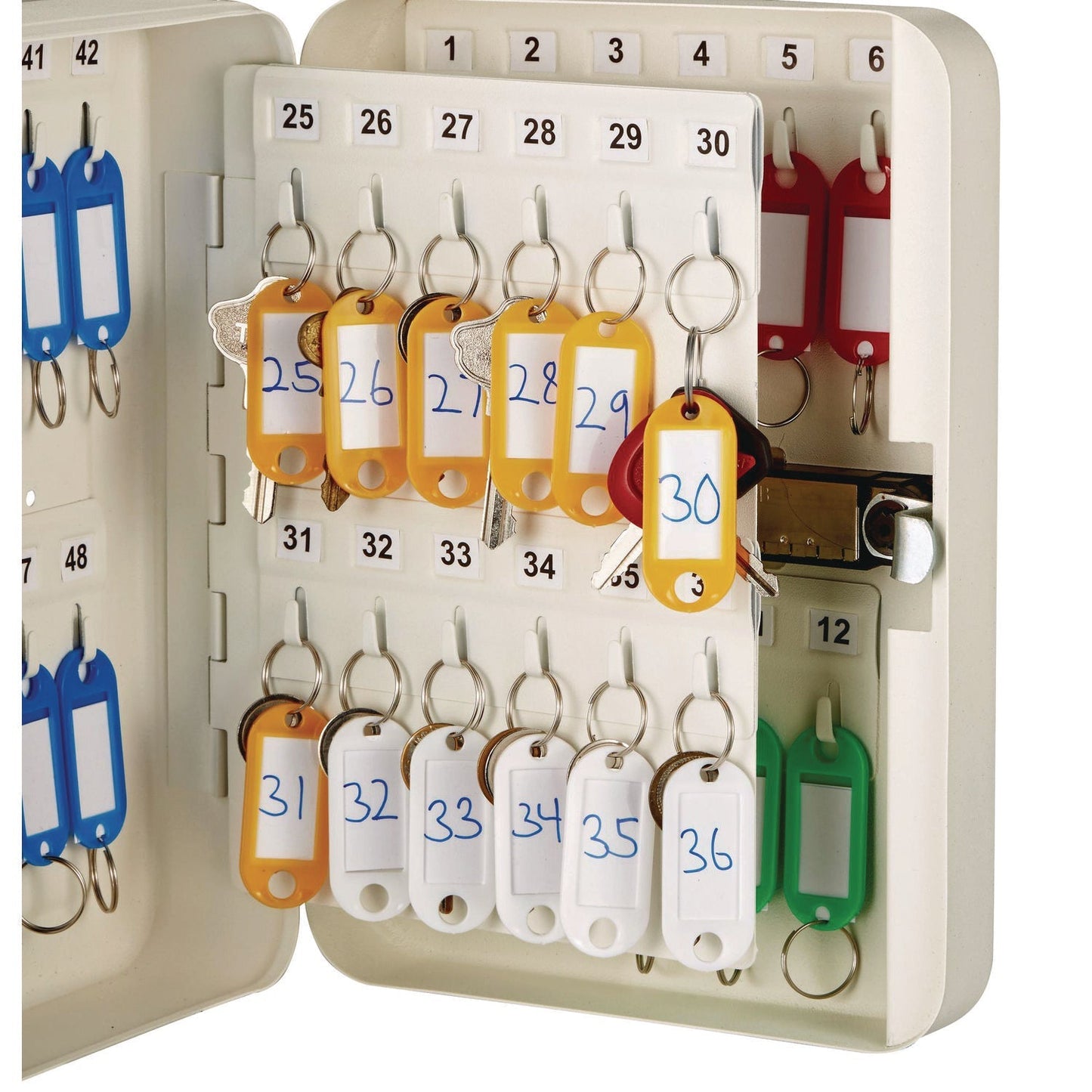 AdirOffice Steel Heavy-Duty Key Cabinet with Combination Lock, 48-Key, 7.1 x 3 x 10, Stainless Steel 304, White