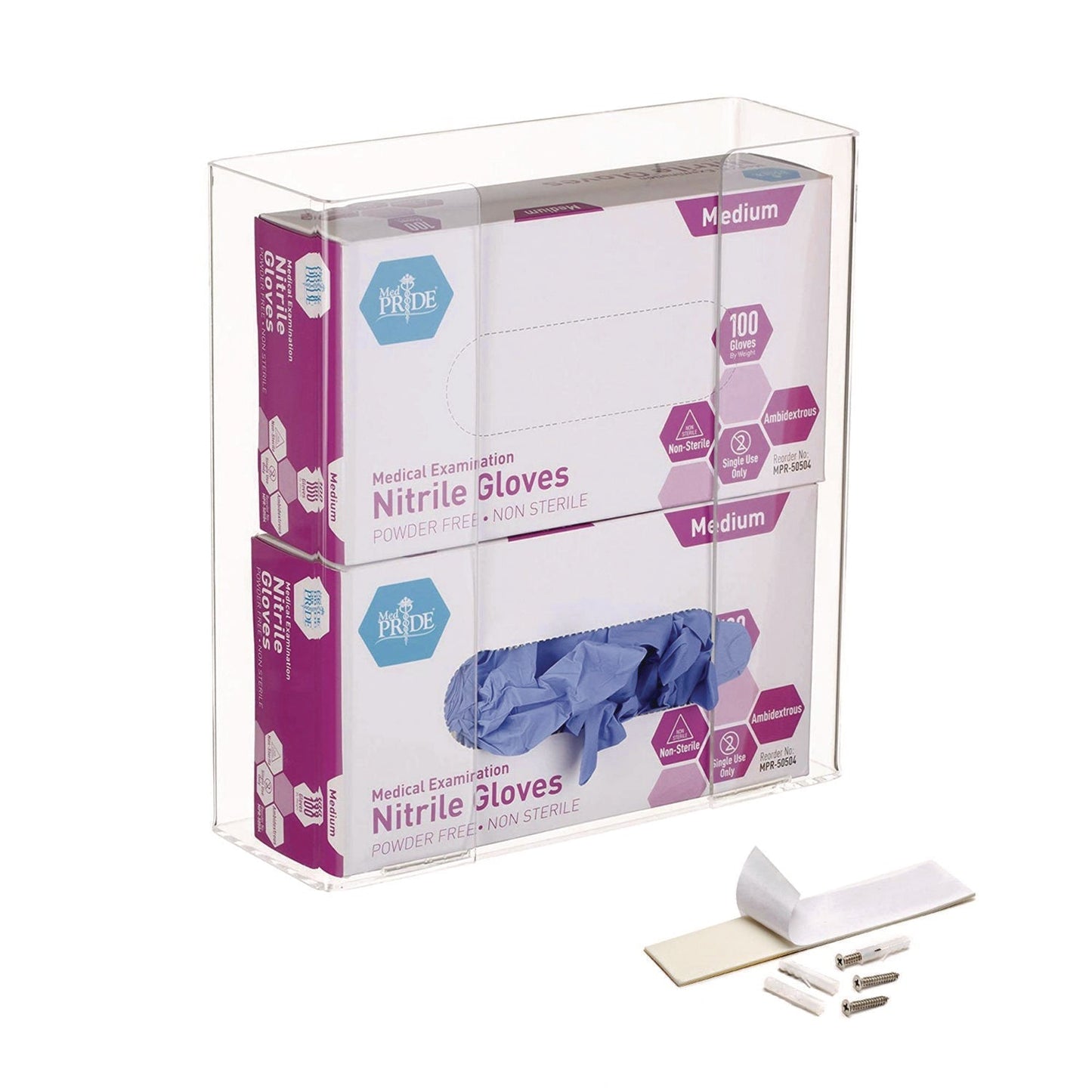 AdirMed Acrylic Glove Dispenser, Double Box Capacity, 10.2 x 3.5 x 10.8, Clear