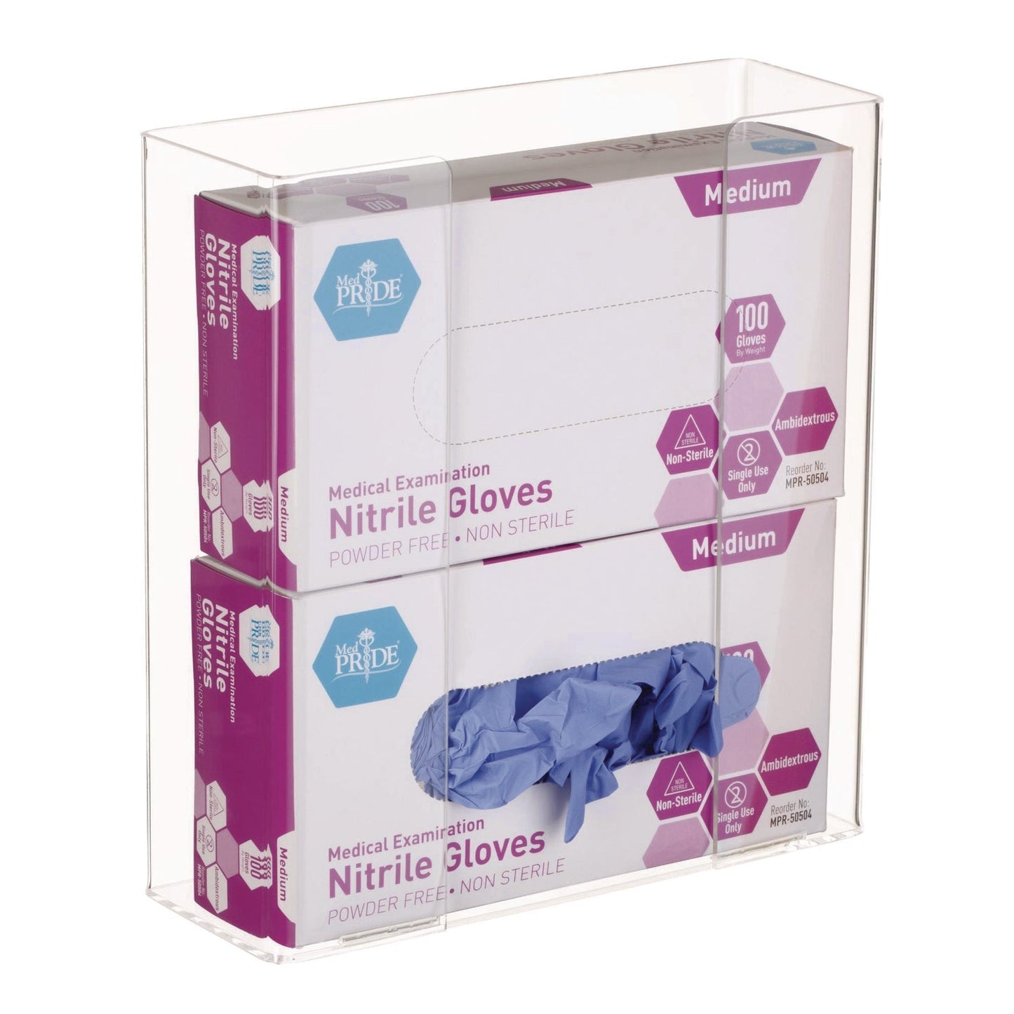 AdirMed Acrylic Glove Dispenser, Double Box Capacity, 10.2 x 3.5 x 10.8, Clear