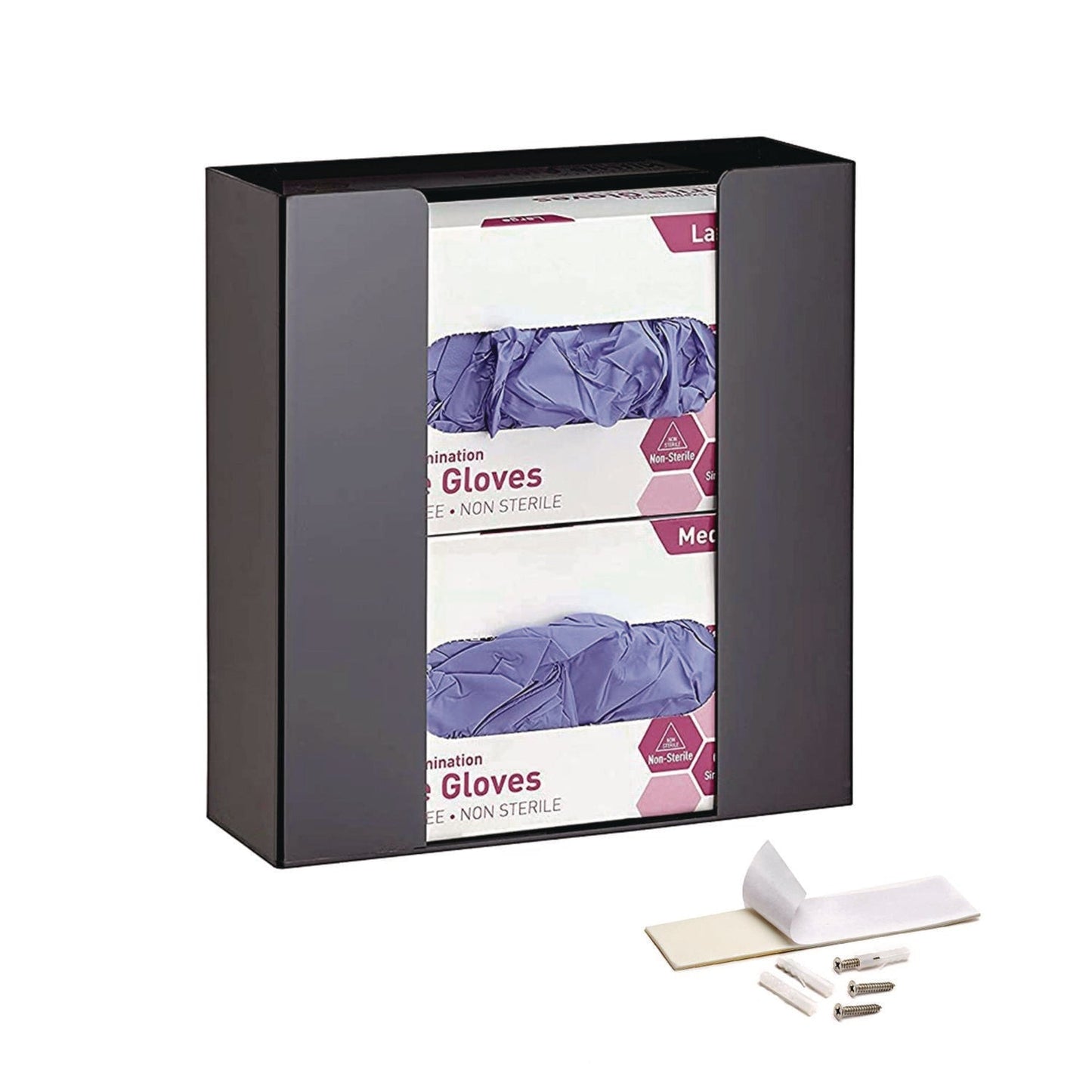 AdirMed Acrylic Glove Dispenser, Double Box Capacity, 10.2 x 3.5 x 10.8, Black