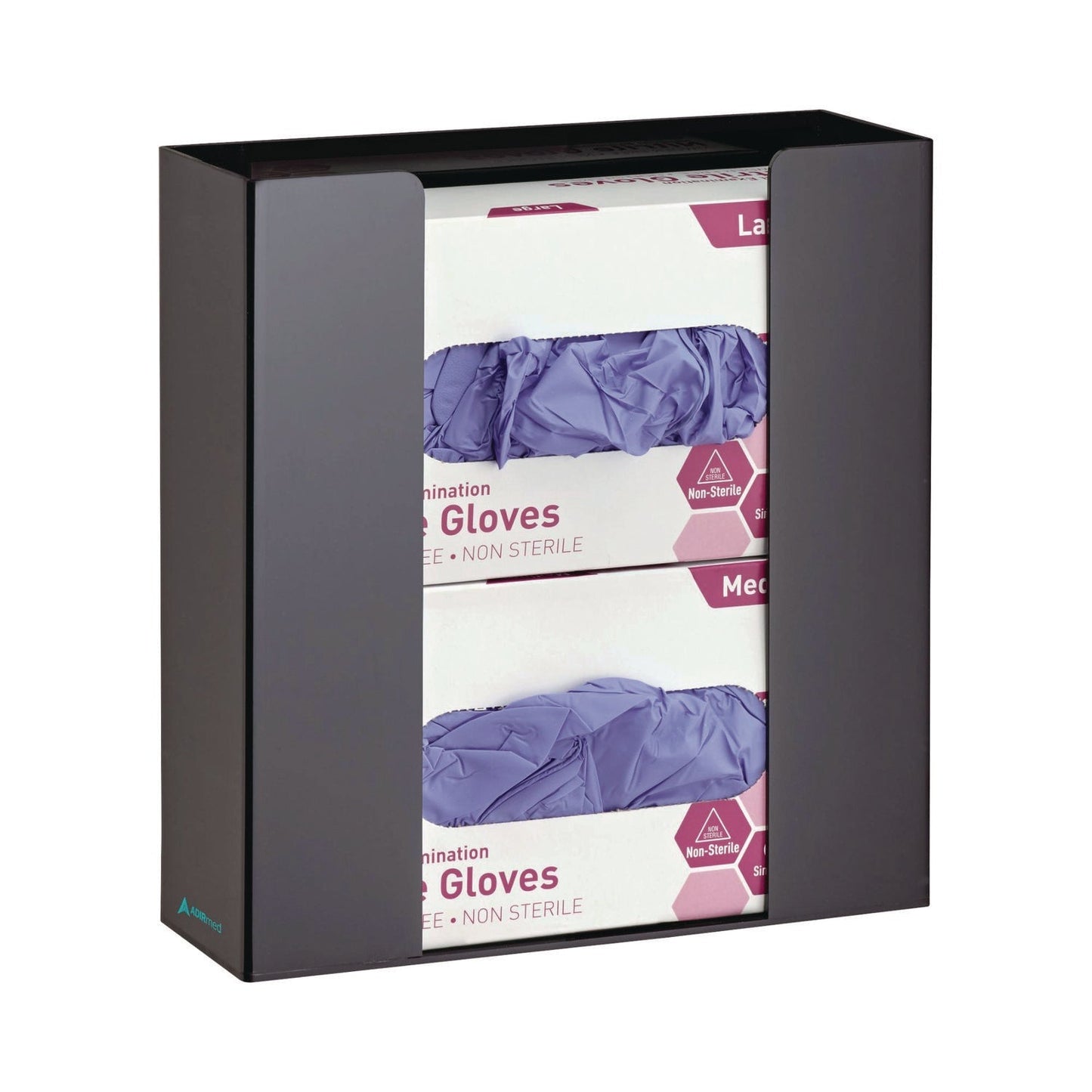 AdirMed Acrylic Glove Dispenser, Double Box Capacity, 10.2 x 3.5 x 10.8, Black