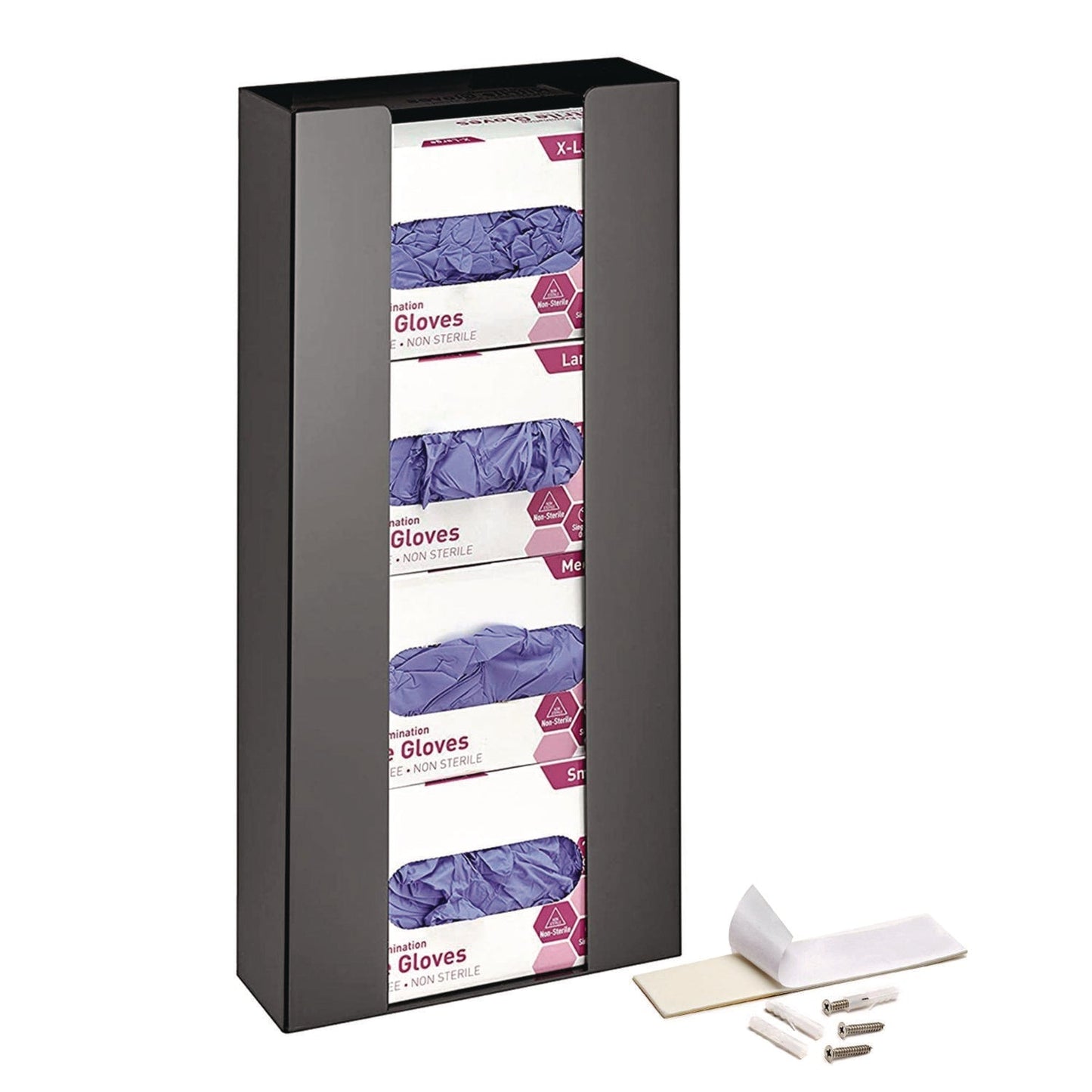 AdirMed Acrylic Glove Dispenser, Quad Box Capacity, 10.2 x 3.5 x 21.1, Black