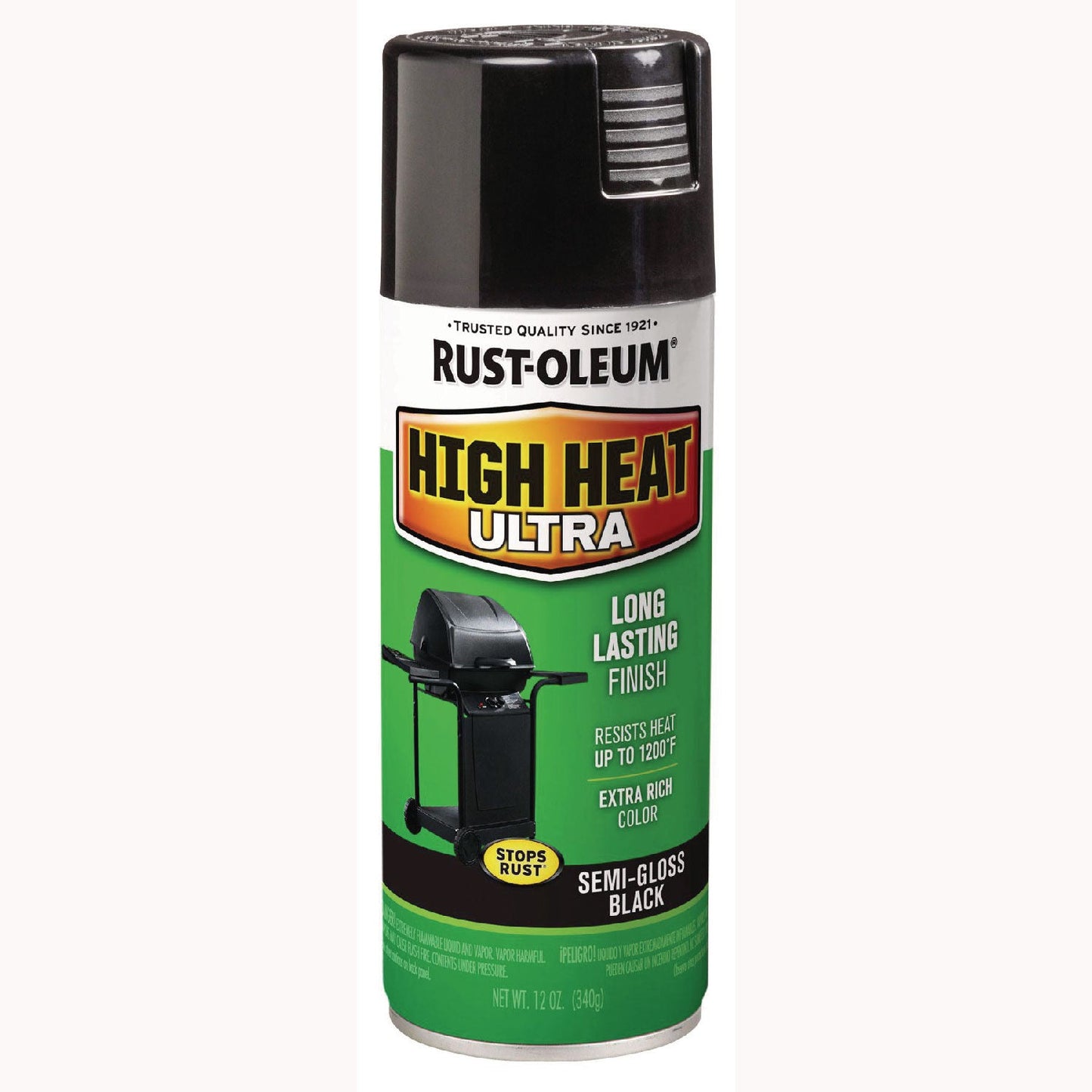 Rust-Oleum® High Heat Enamel Spray Paint, Semi-Gloss Black, 12 oz Aerosol Can, 6/Carton
