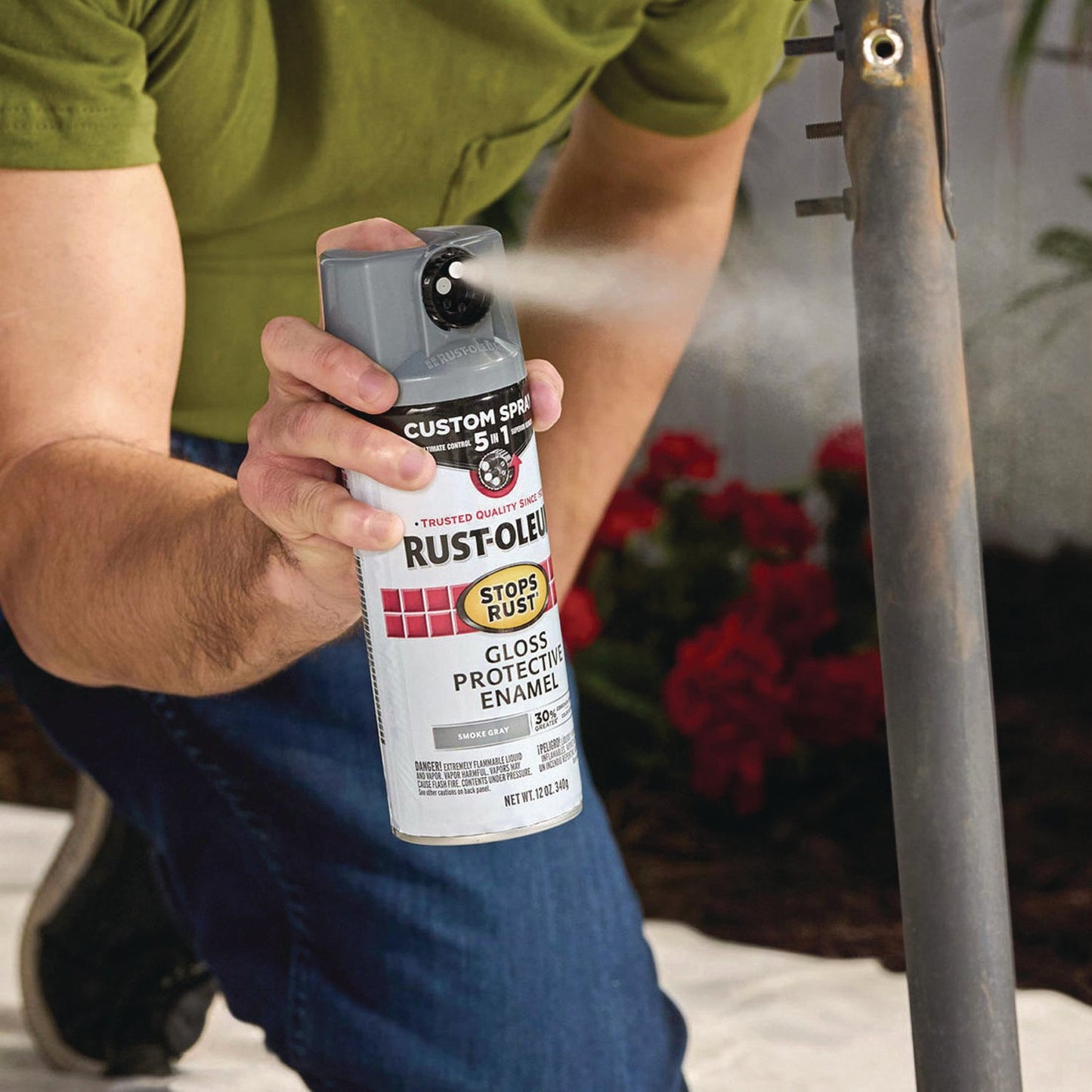 Rust-Oleum® Stops Rust 5-in-1 Spray Paint, Satin Coastal Gray, 12 oz Aerosol Can