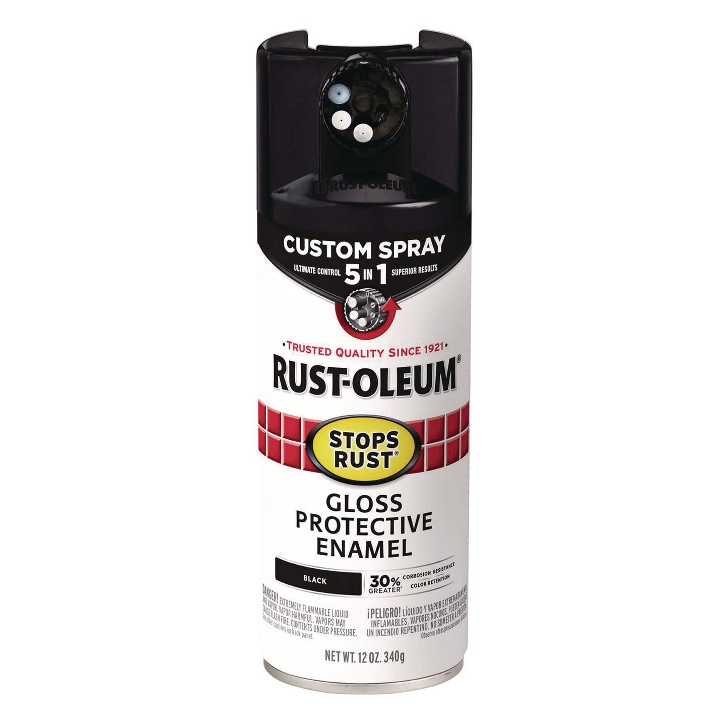 Rust-Oleum® Stops Rust 5-in-1 Spray Paint, Gloss Black, 12 oz Aerosol Can