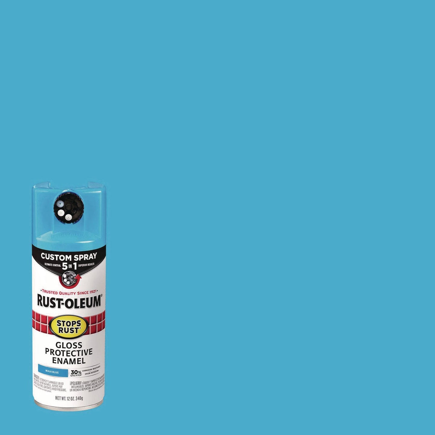 Rust-Oleum® Stops Rust 5-in-1 Spray Paint, Gloss Maui Blue, 12 oz Aerosol Can