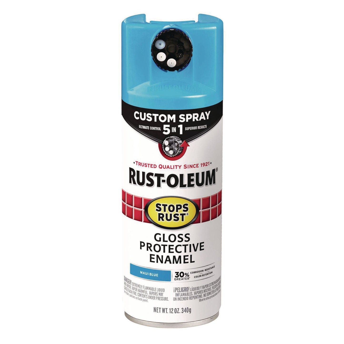 Rust-Oleum® Stops Rust 5-in-1 Spray Paint, Gloss Maui Blue, 12 oz Aerosol Can
