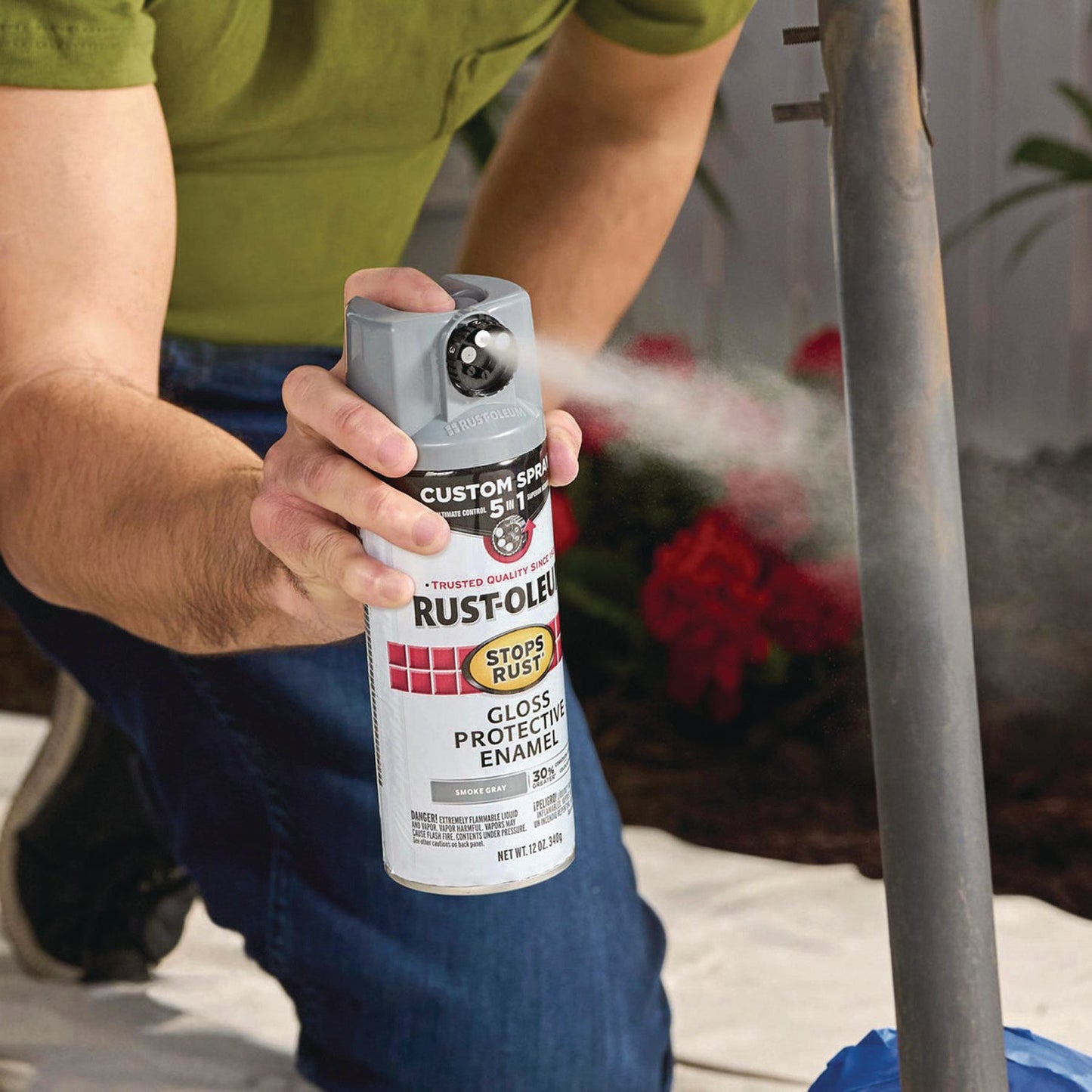 Rust-Oleum® Stops Rust 5-in-1 Spray Paint, Satin Coastal Gray, 12 oz Aerosol Can, 6/Carton