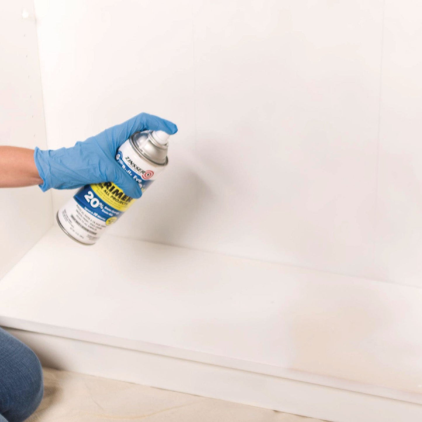 Zinsser® Bulls Eye 1-2-3 Primer Spray, Interior/Exterior, Flat White, 13 oz Aerosol Can, 6/Carton