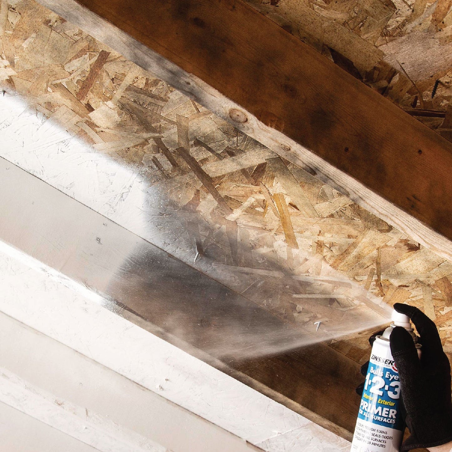 Zinsser® Bulls Eye 1-2-3 Primer Spray, Interior/Exterior, Flat White, 13 oz Aerosol Can, 6/Carton