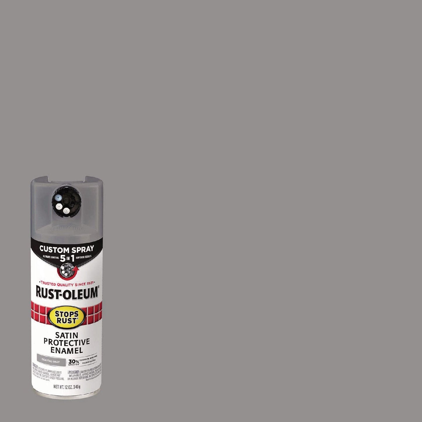 Rust-Oleum® Stops Rust 5-in-1 Spray Paint, Satin Coastal Gray, 12 oz Aerosol Can