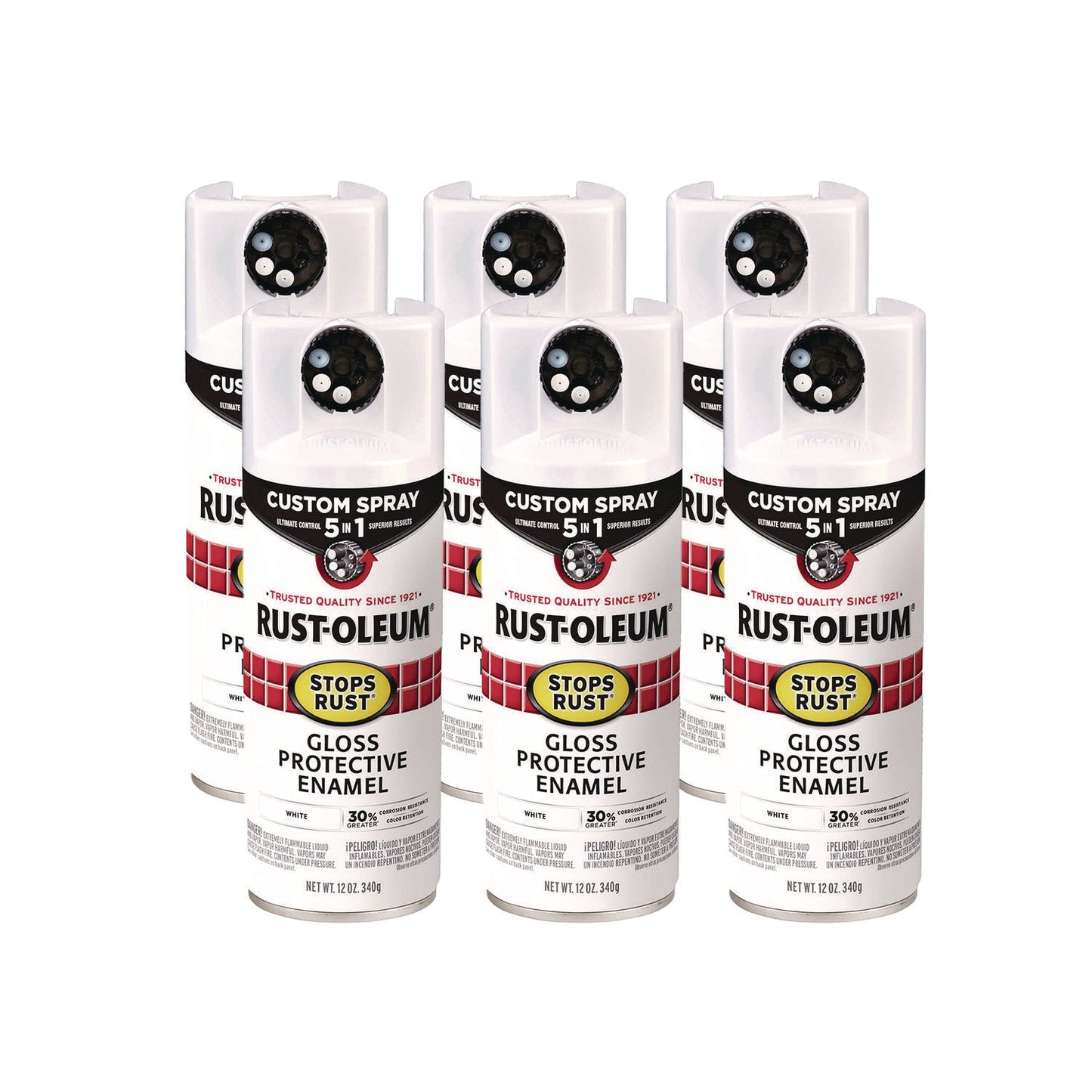 Rust-Oleum® Stops Rust 5-in-1 Spray Paint, Gloss White, 12 oz Aerosol Can, 6/Carton