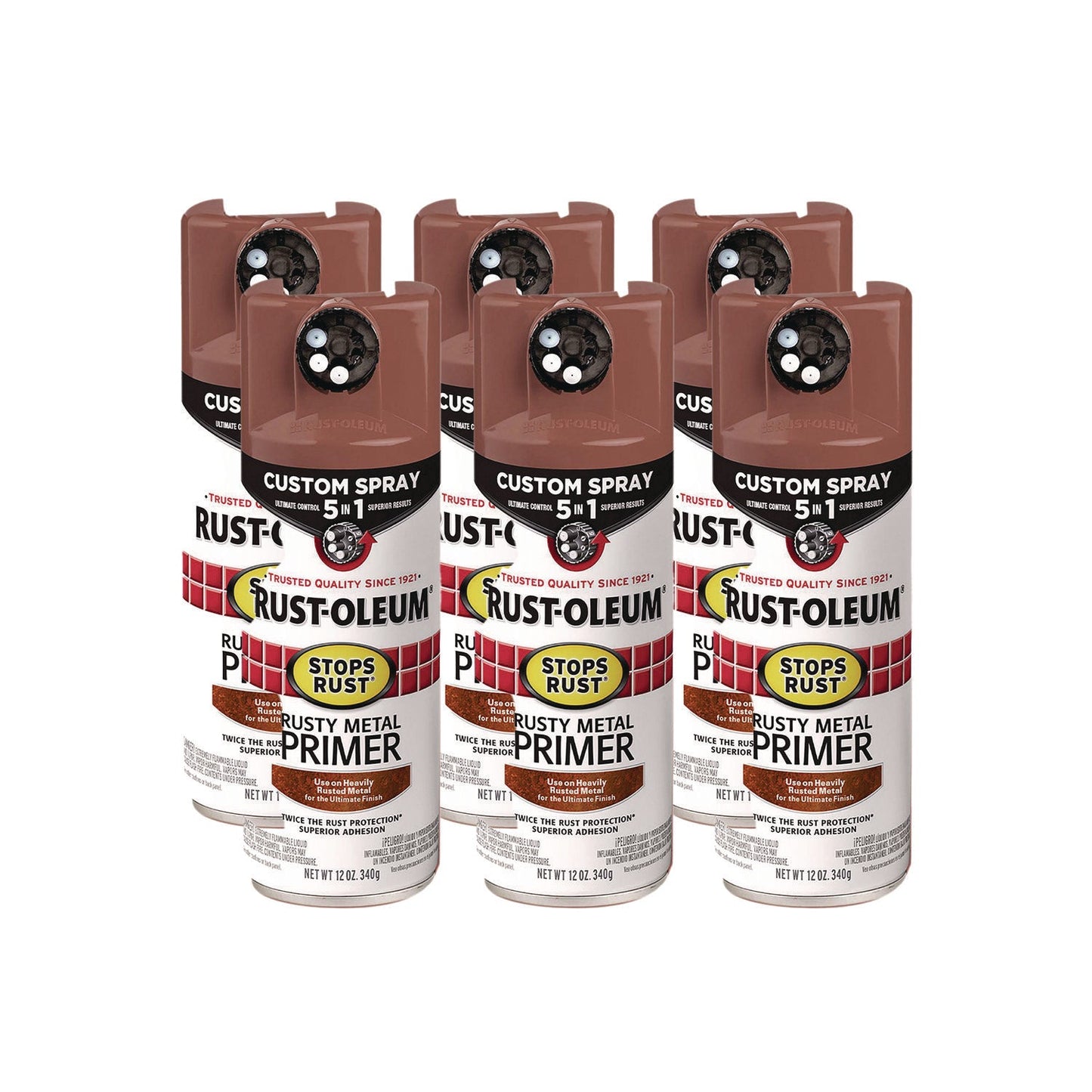 Rust-Oleum® Stops Rust 5-in-1 Spray Paint, Rusty Metal, 12 oz Aerosol Can, 6/Carton