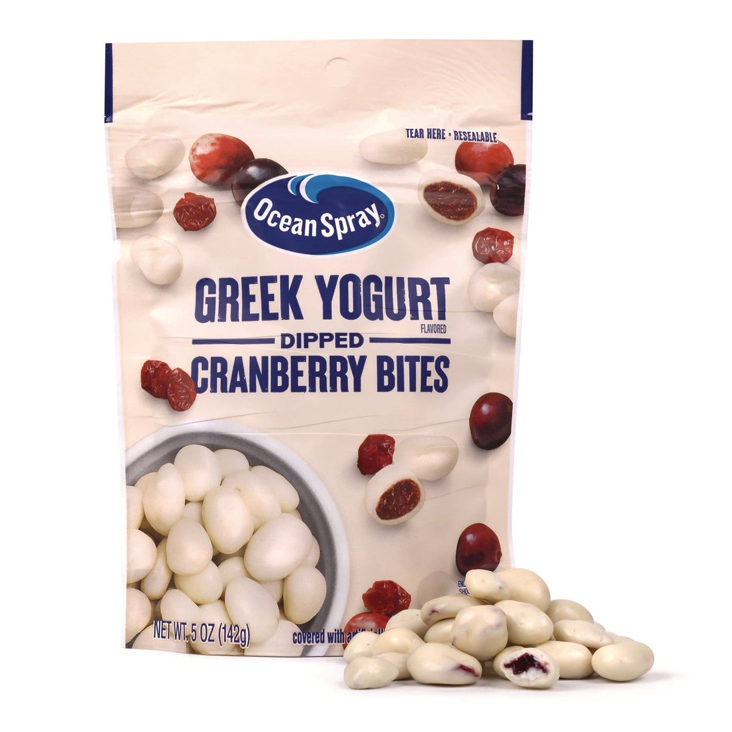 Ocean Spray® Greek Yogurt Dipped Cranberry Bites, Cranberry/Yogurt, 5 oz Bag, 12/Carton