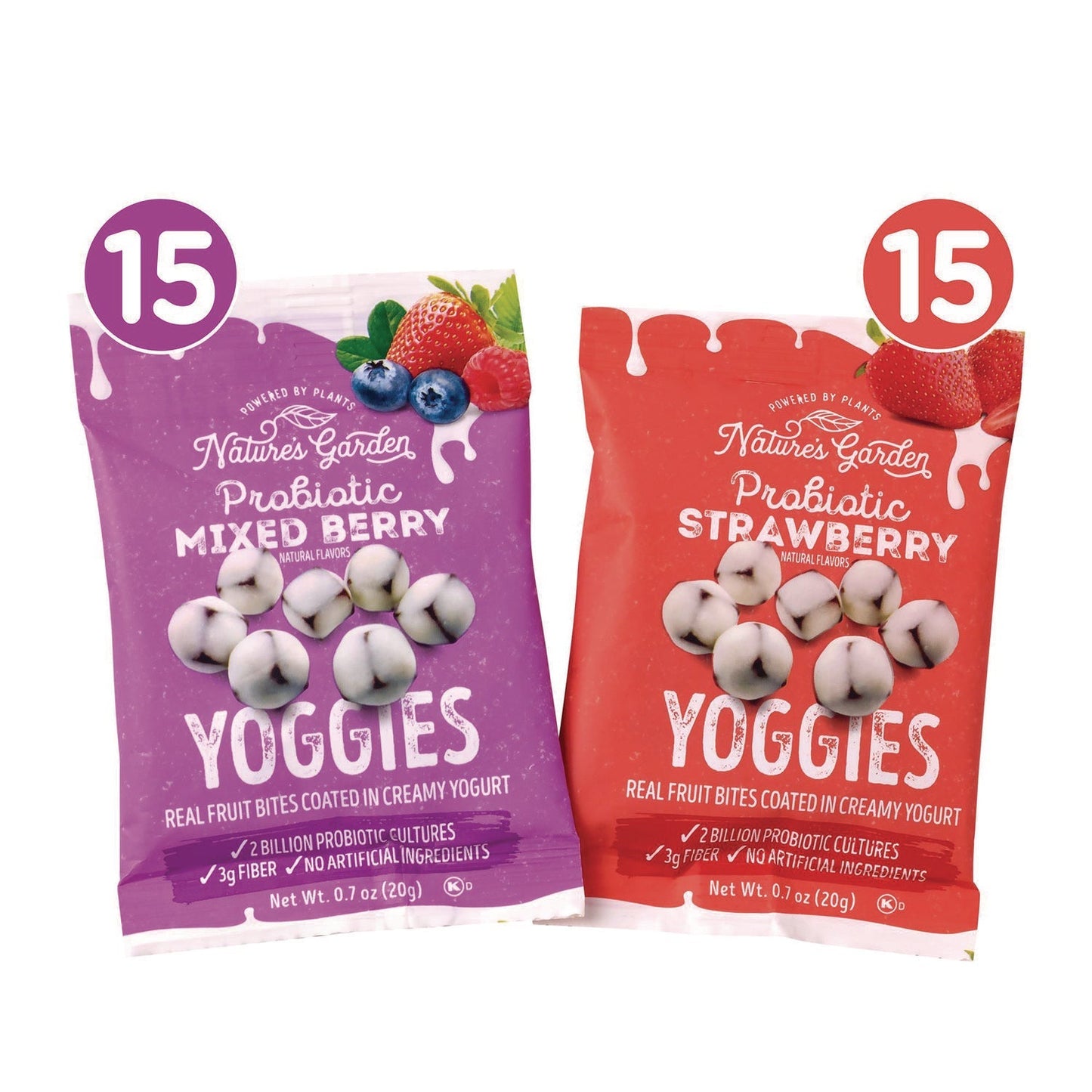 Nature's Garden Probiotic Yoggies Variety Snack Pack, Assorted Flavors, 0.7 oz Bag, 30/Carton