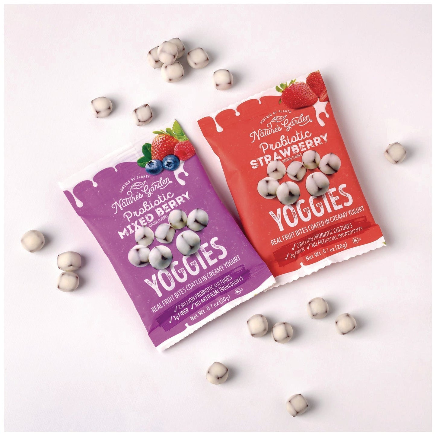 Nature's Garden Probiotic Yoggies Variety Snack Pack, Assorted Flavors, 0.7 oz Bag, 30/Carton
