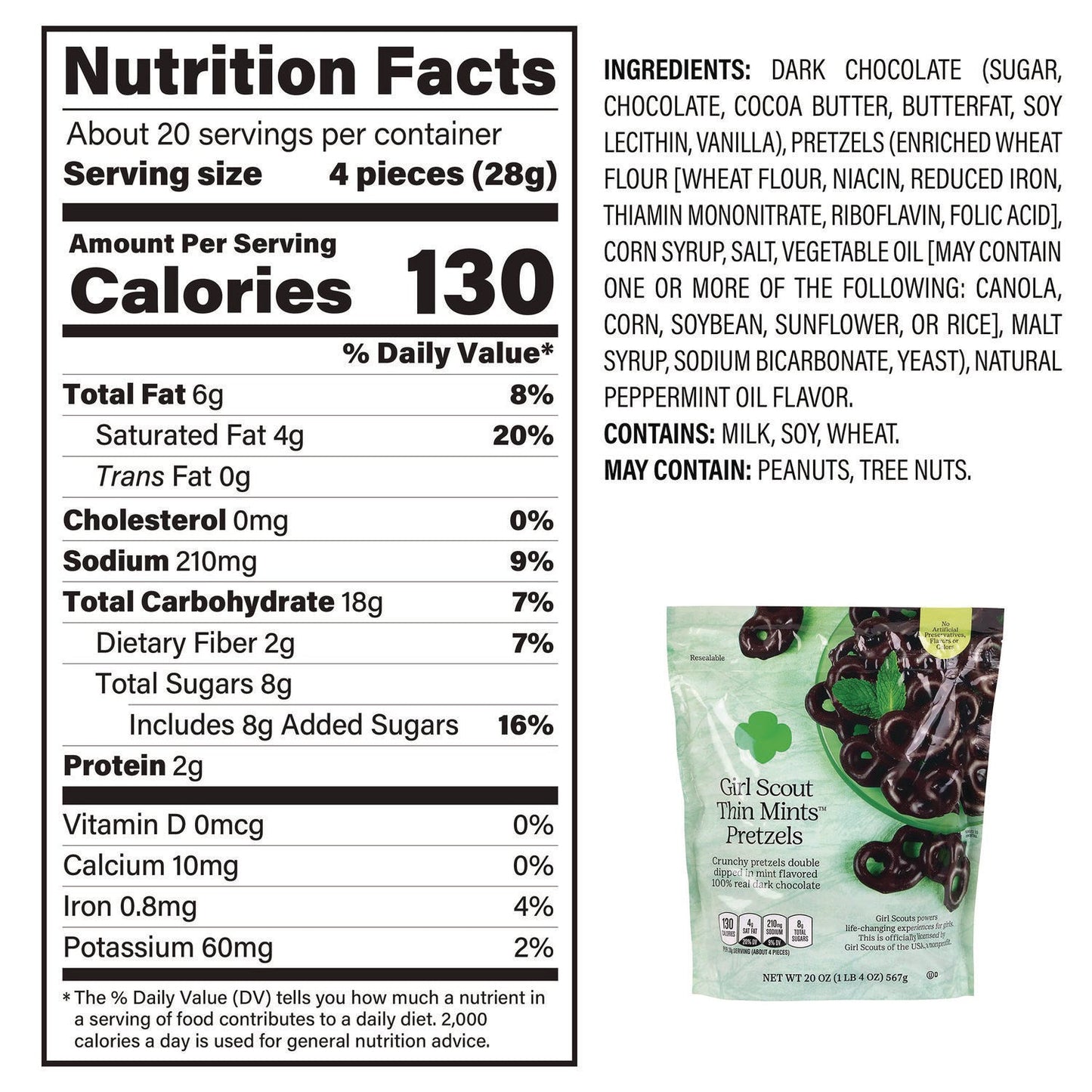 girl scouts Thin Mints Pretzels, Mint Chocolate, 20 oz Bag