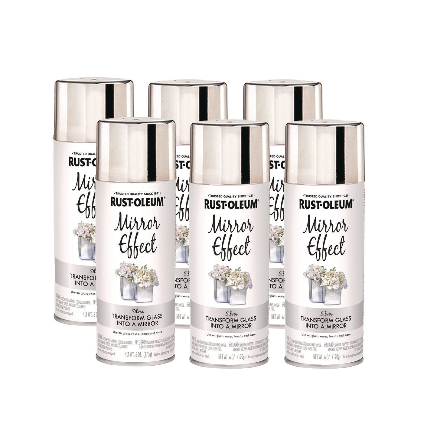 Rust-Oleum® Specialty Mirror Effect Spray Paint, High Gloss Mirror, 6 oz Aerosol Can, 6/Carton
