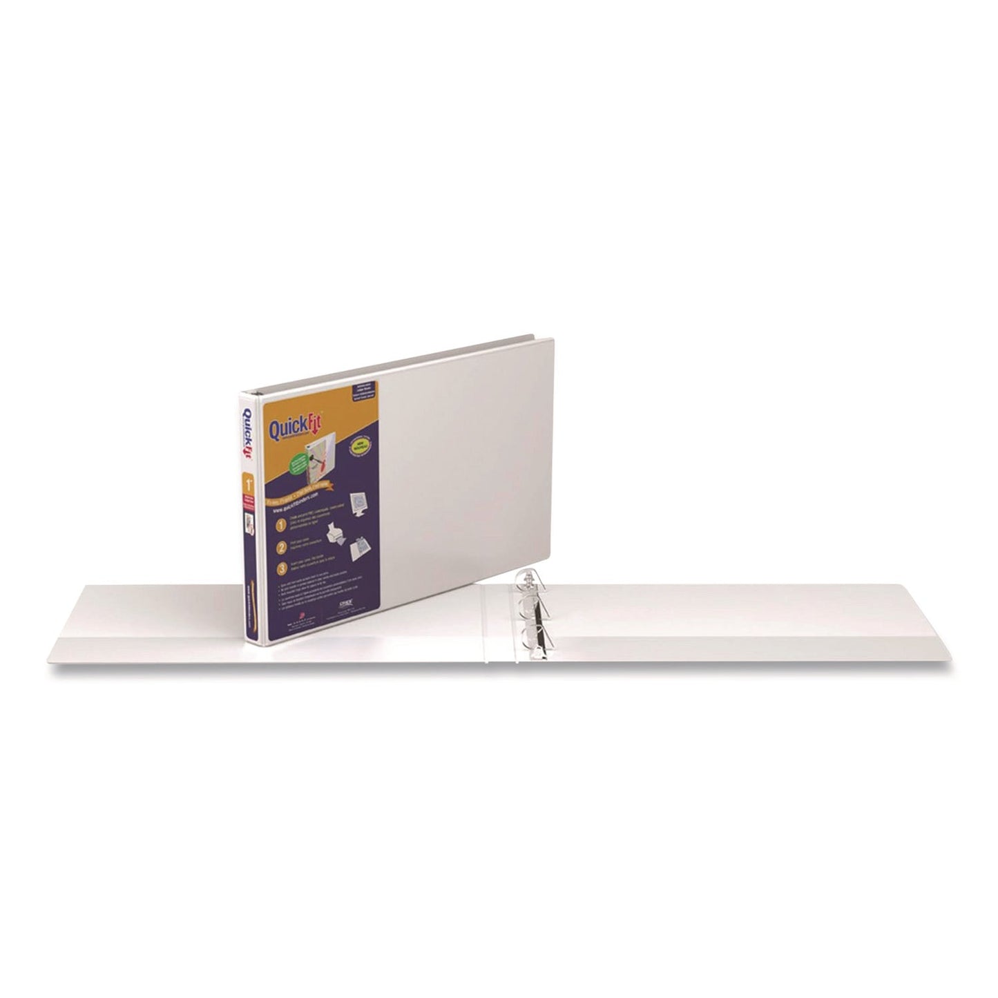 Stride Quickfit Ledger D-Ring View Binder, 3 Rings, 1" Capacity, 11 X 17, White
