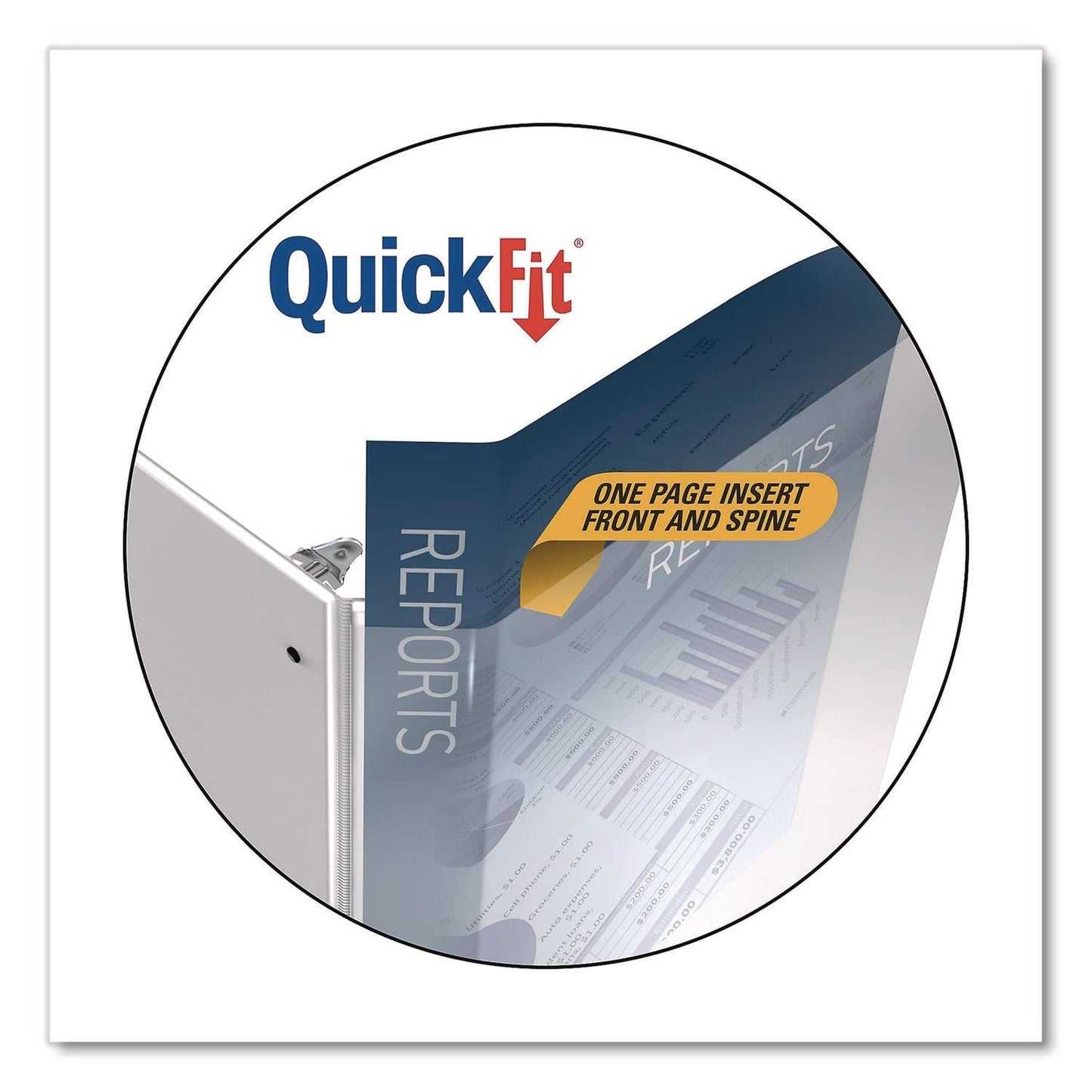 Stride Quickfit Ledger D-Ring View Binder, 3 Rings, 1" Capacity, 11 X 17, White