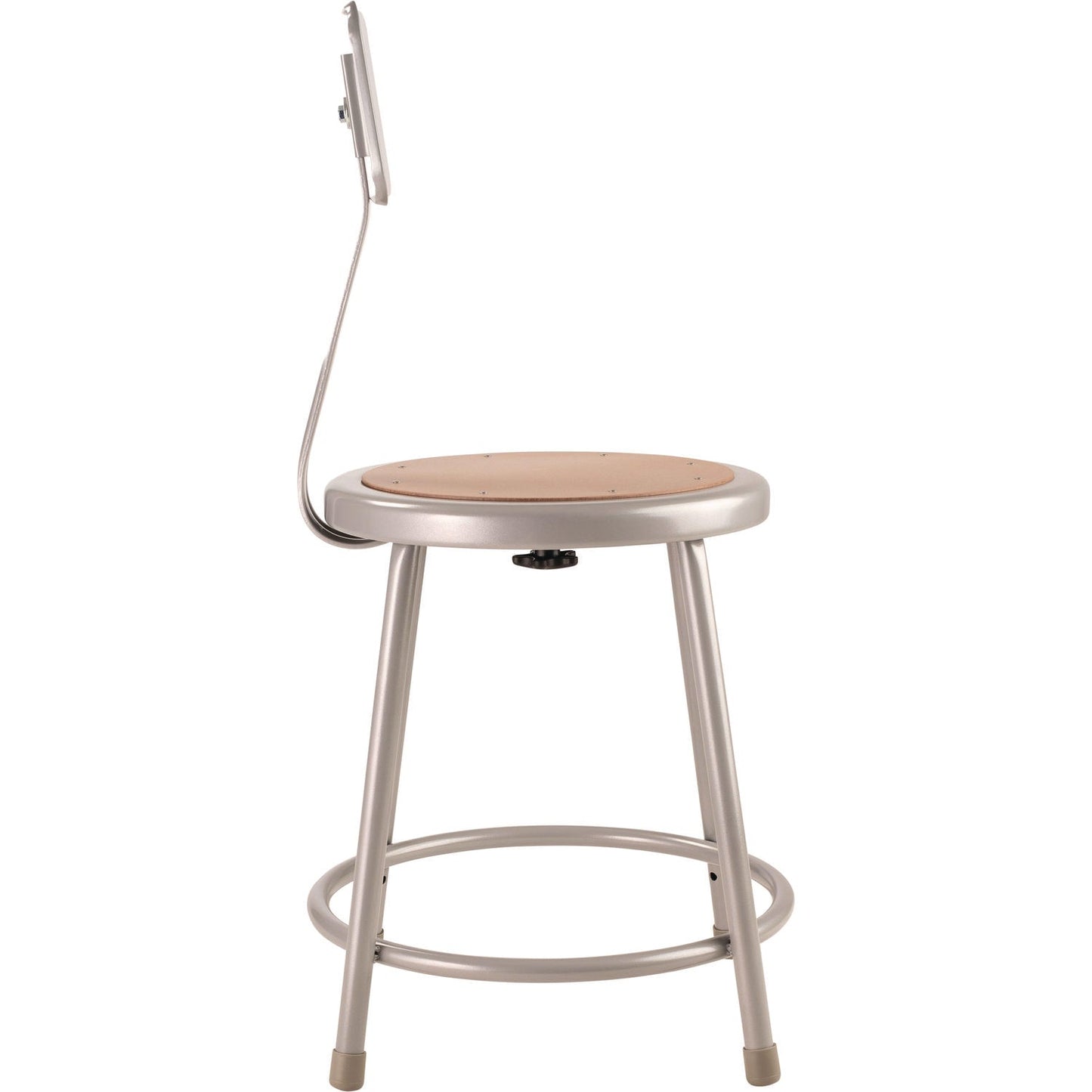 NPS® 6200 Series Heavy Duty Steel Stool With Backrest, Supports Up to 500 lb, 18" Seat Height, Brown Seat, Gray Back/Base