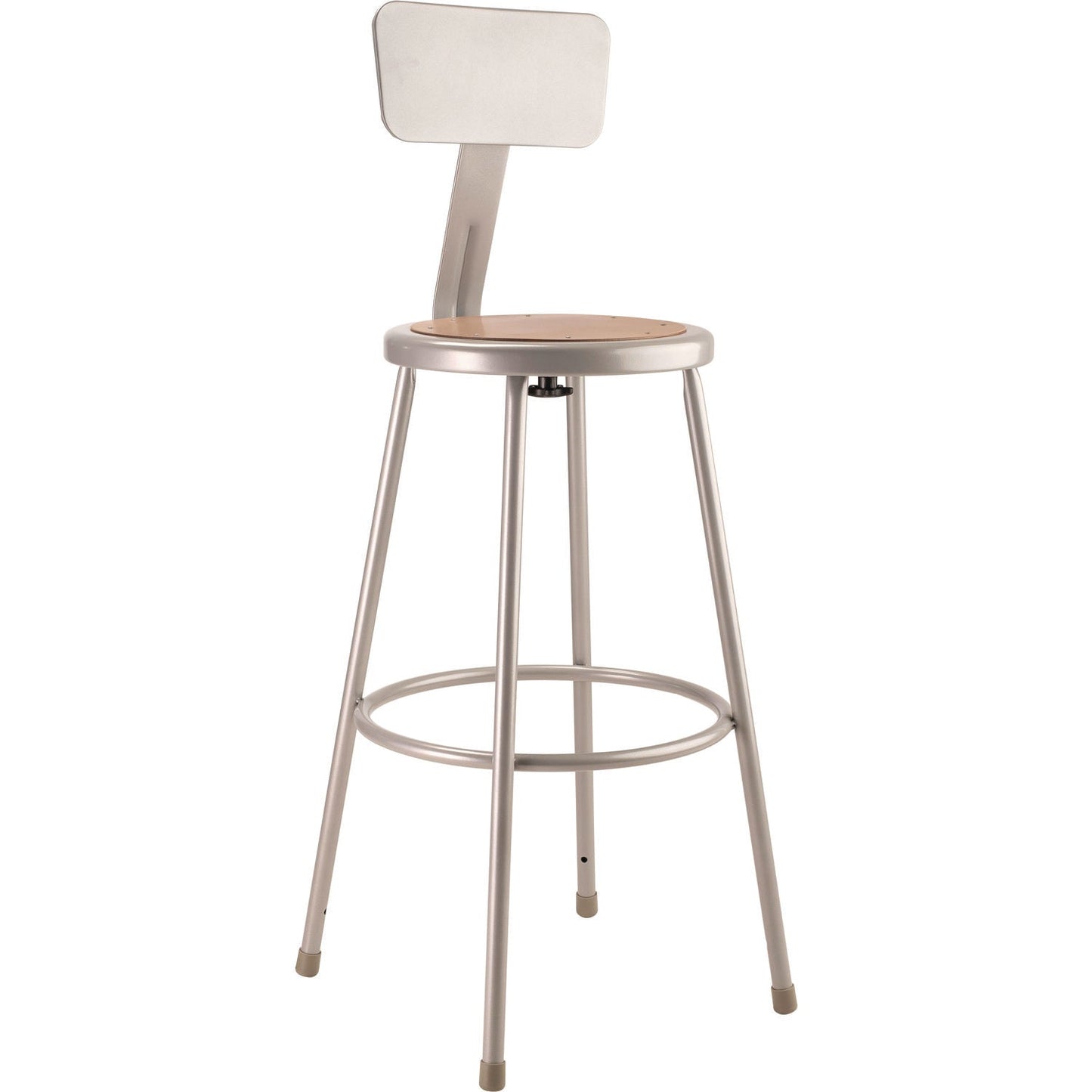 NPS® 6200 Series Heavy Duty Steel Stool With Backrest, Supports Up to 500 lb, 30" Seat Height, Brown Seat, Gray Back/Base