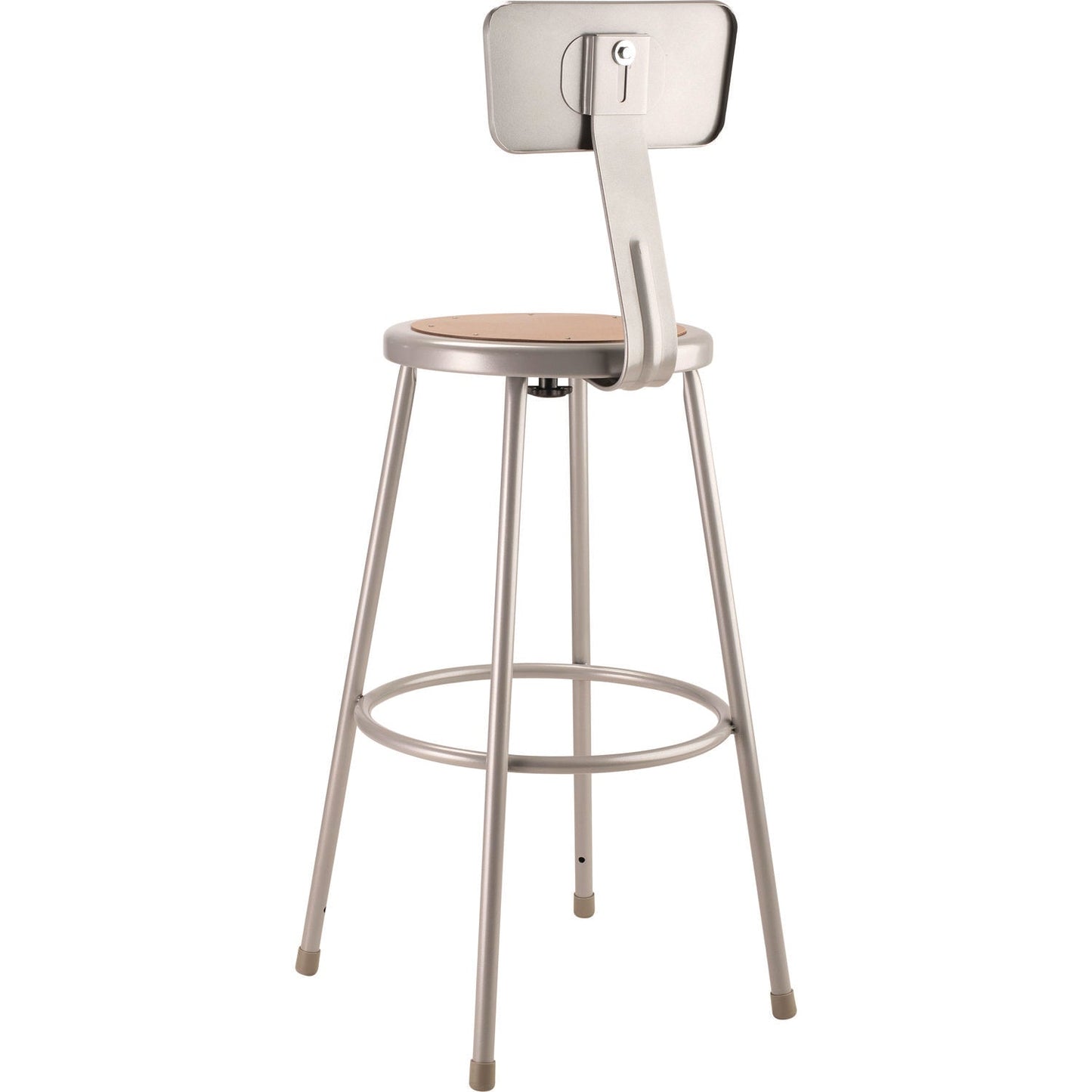 NPS® 6200 Series Heavy Duty Steel Stool With Backrest, Supports Up to 500 lb, 30" Seat Height, Brown Seat, Gray Back/Base