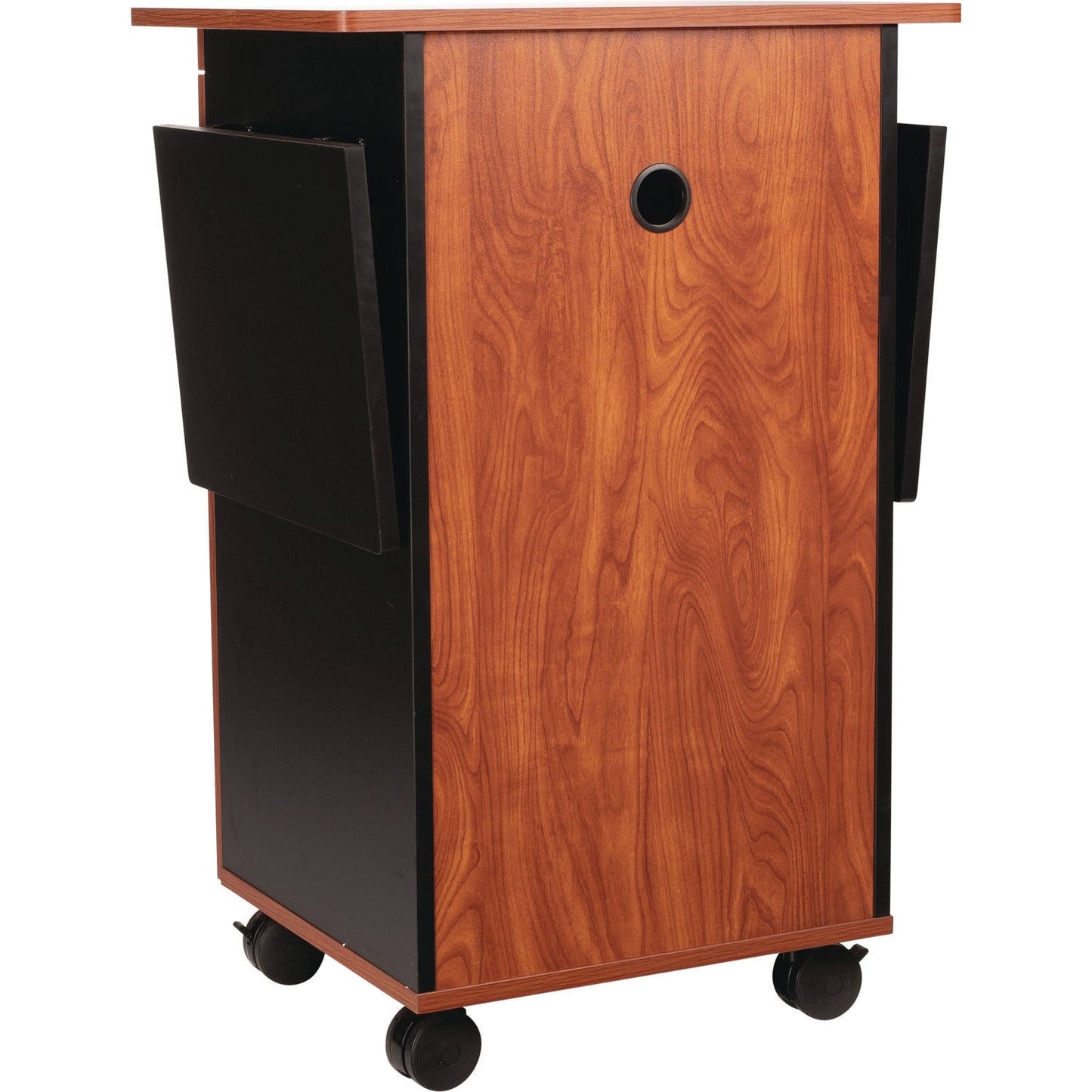 Oklahoma Sound® Multimedia Presentation Cart, 25 x 19 x 38, Cherry/Black