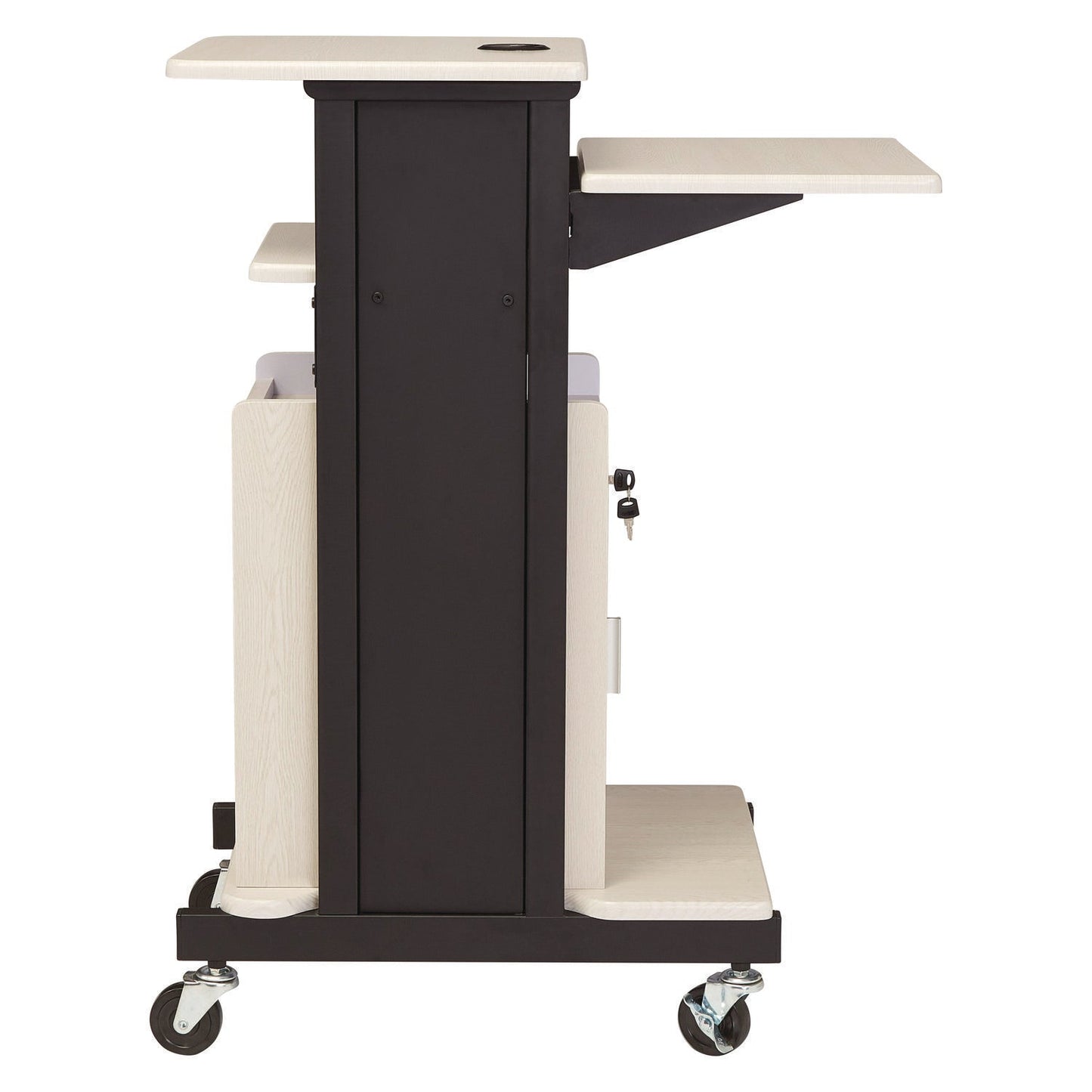 Oklahoma Sound® Premium Plus Presentation Cart with Storage Cabinet, 18 x 30 x 40.5, Ivory/Black