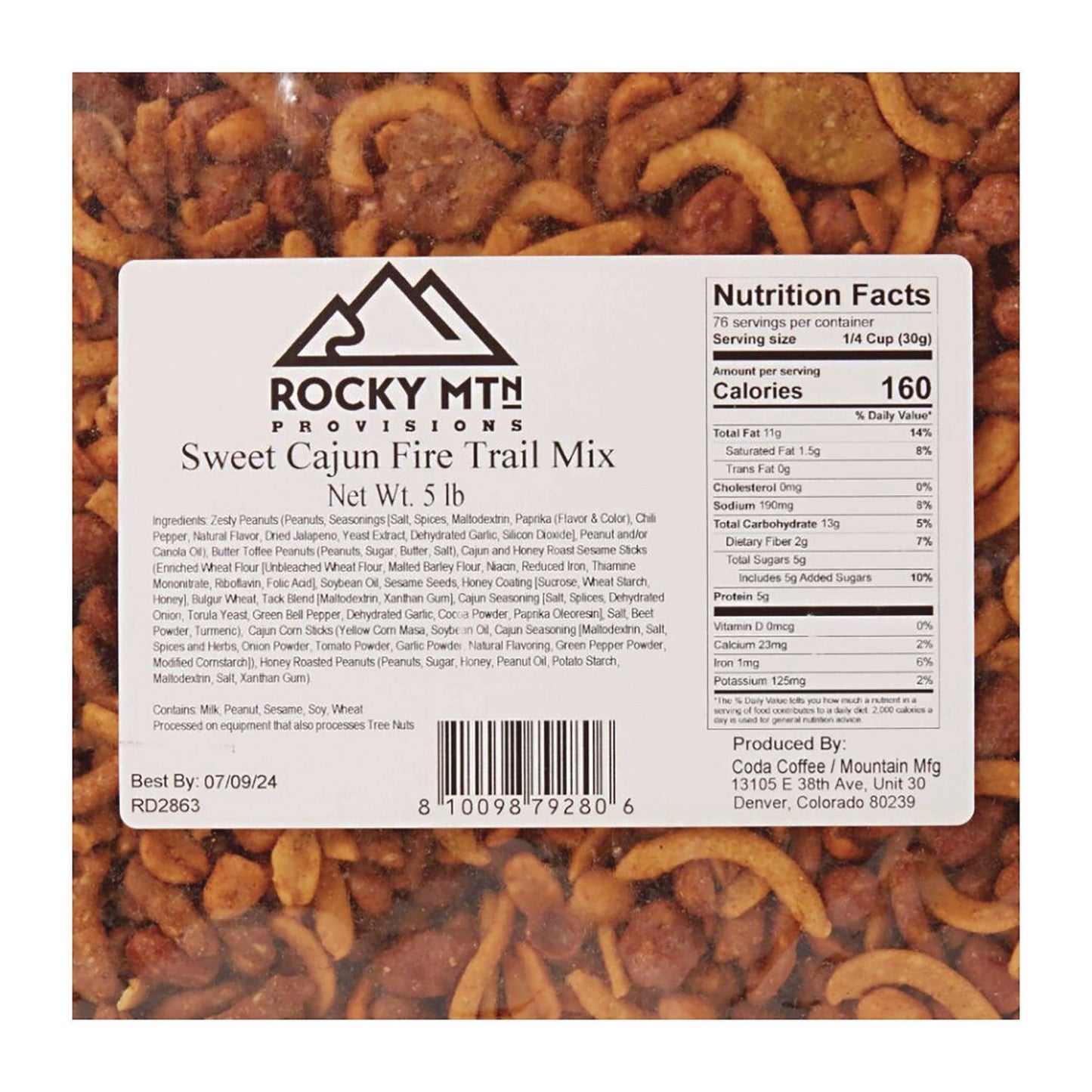 Mountain Manufacturing™ Sweet Cajun Fire Roasted Trail Mix, 80 oz Bag, 4/Carton