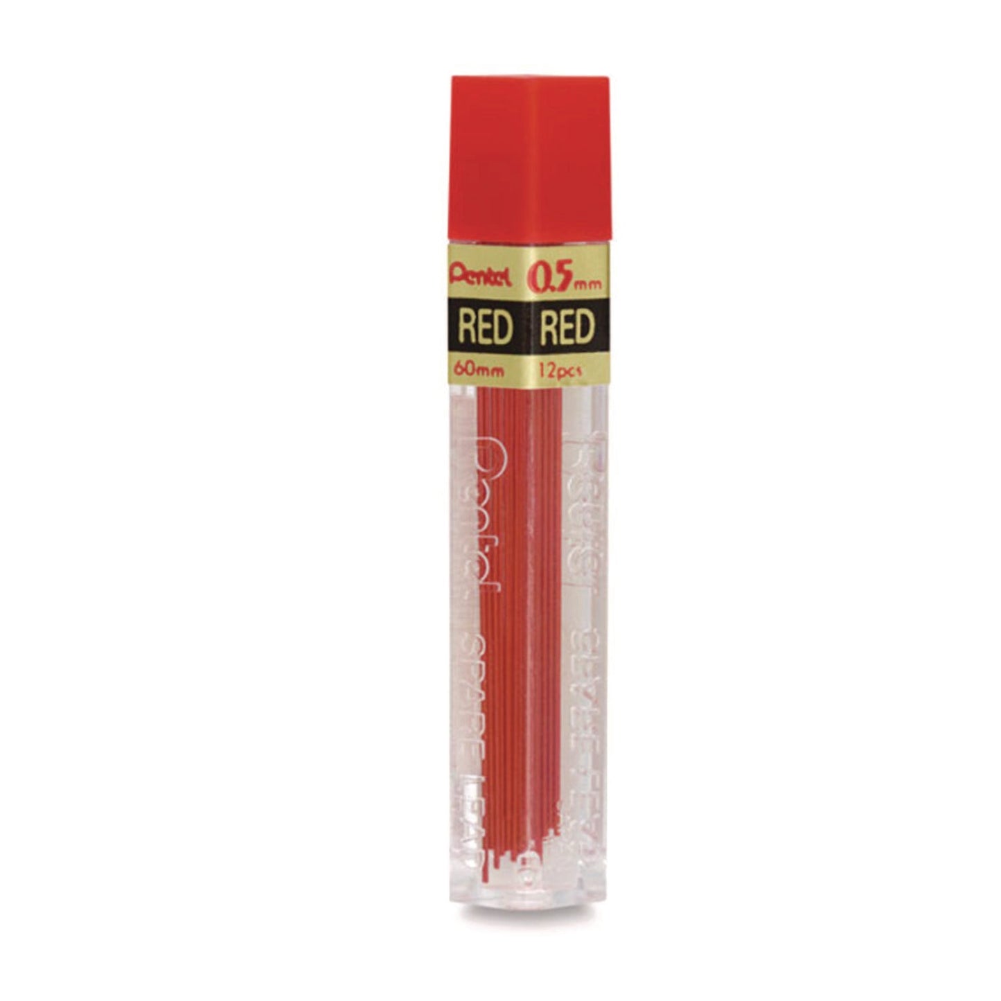 Pentel® Colored Lead Refill, 0.5 mm, HB, Red, 12 Leads/Tube, 3 Tubes