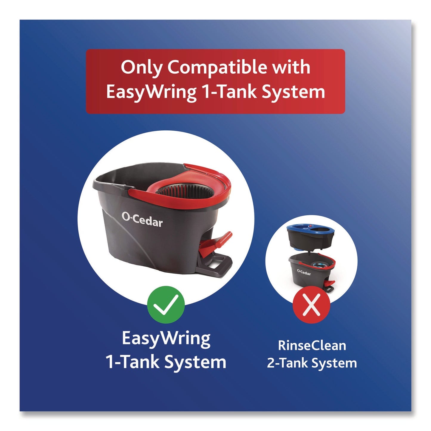 O-Cedar® EZWring Deep Clean Refill, Microfiber, Custom size for EZ Wring Mop System, Red/White