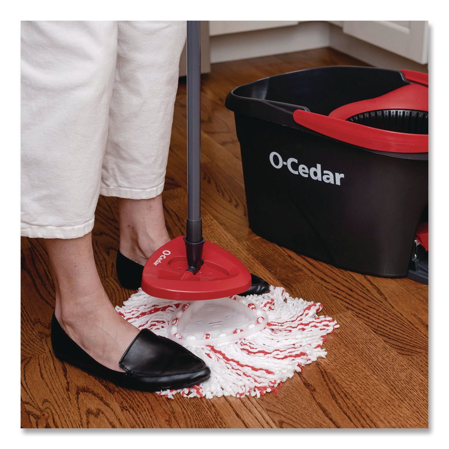 O-Cedar® EZWring Deep Clean Refill, Microfiber, Custom size for EZ Wring Mop System, Red/White