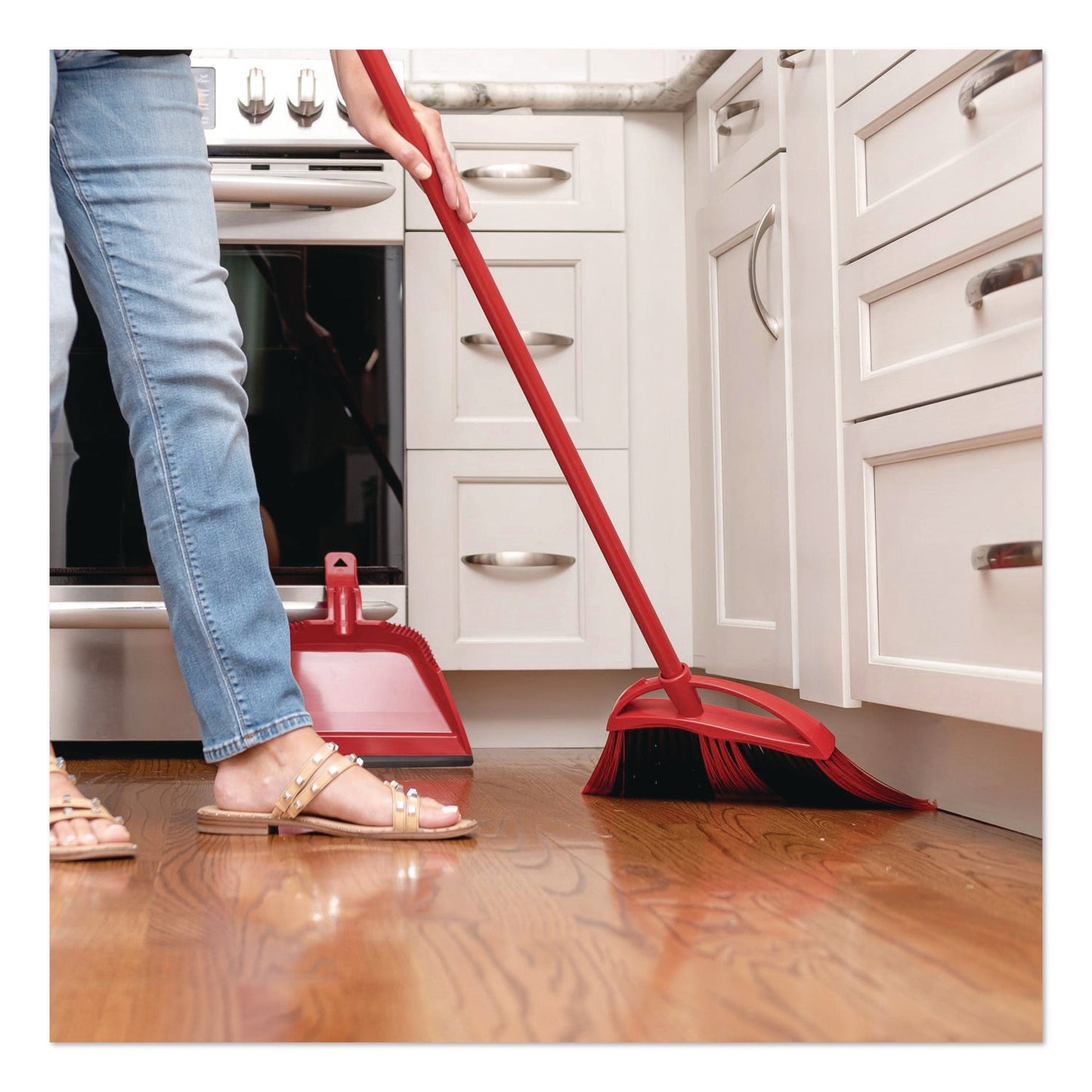O-Cedar® One Sweep Broom with Dustpan, 53.88" Handle, Red/Black/Gray