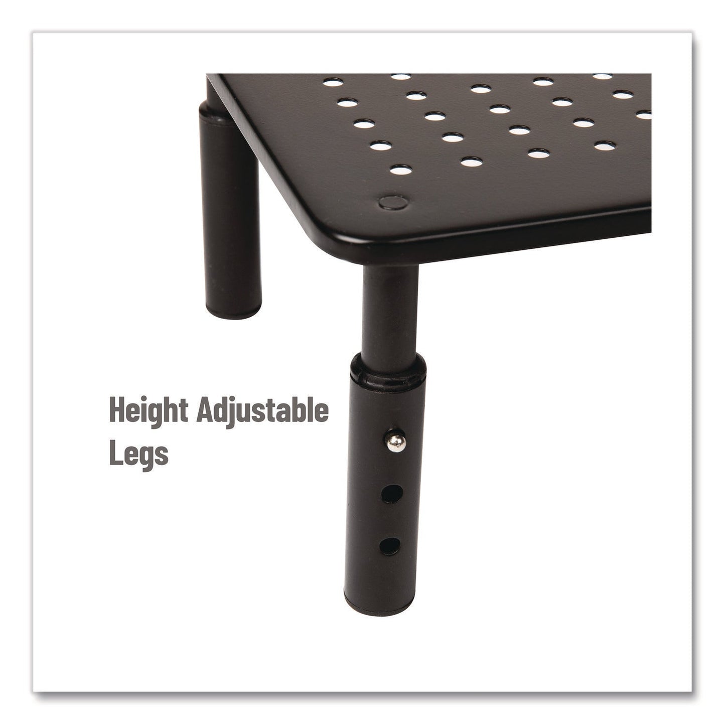 Mind Reader Adjustable Rectangular Monitor Stand, 14.5" x 9.25" x 4" to 5.5", Black, Supports 44 lb, 2/Pack