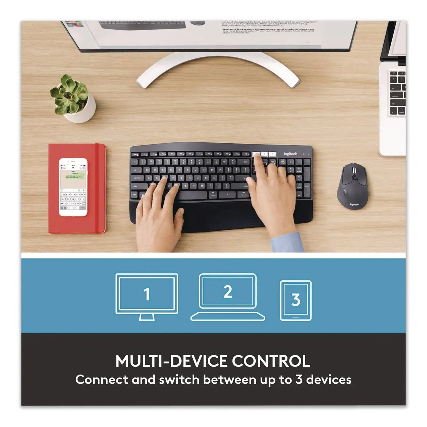 Logitech® MK850 Performance Wireless Keyboard and Mouse Combo, 2.4 GHz Frequency/33 ft Wireless Range, Black