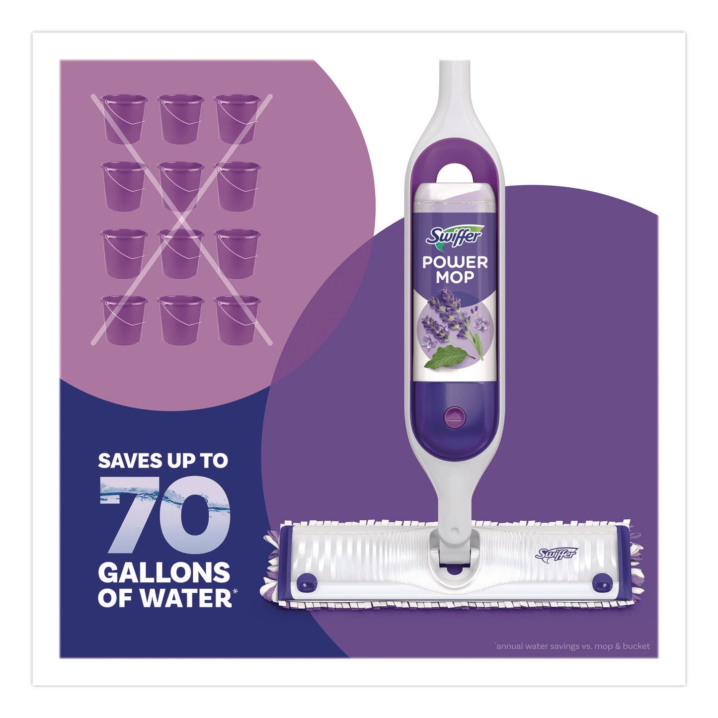 Swiffer® PowerMop Cleaning Solution and Pads Refill Pack, Lavender, 25.3 oz Bottle and 5 Pads/Pack