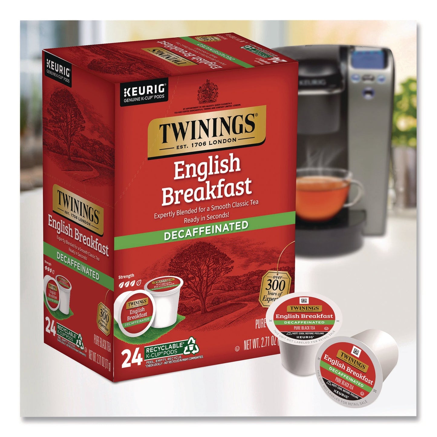 TWININGS® Tea K-Cups, English Breakfast Decaf, 0.11 oz, 24/Box