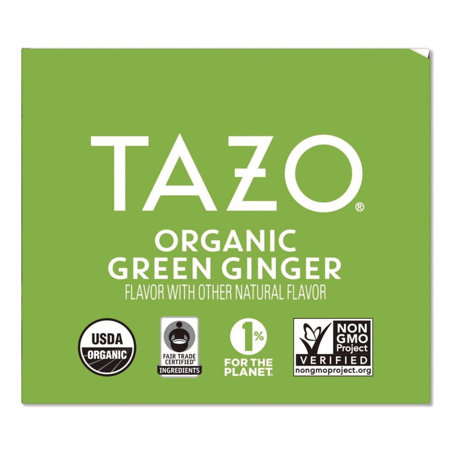 Tazo® Tea Bags, Organic Green Ginger, 16/Box